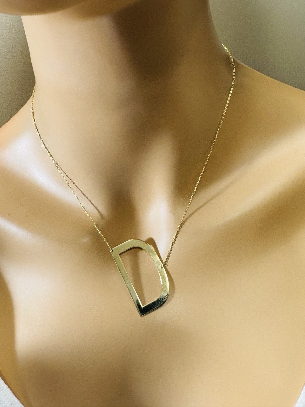 RARE 18K 750 Gold Letter D initial Necklace 16.5/17.5” Long 1mm 4.4g