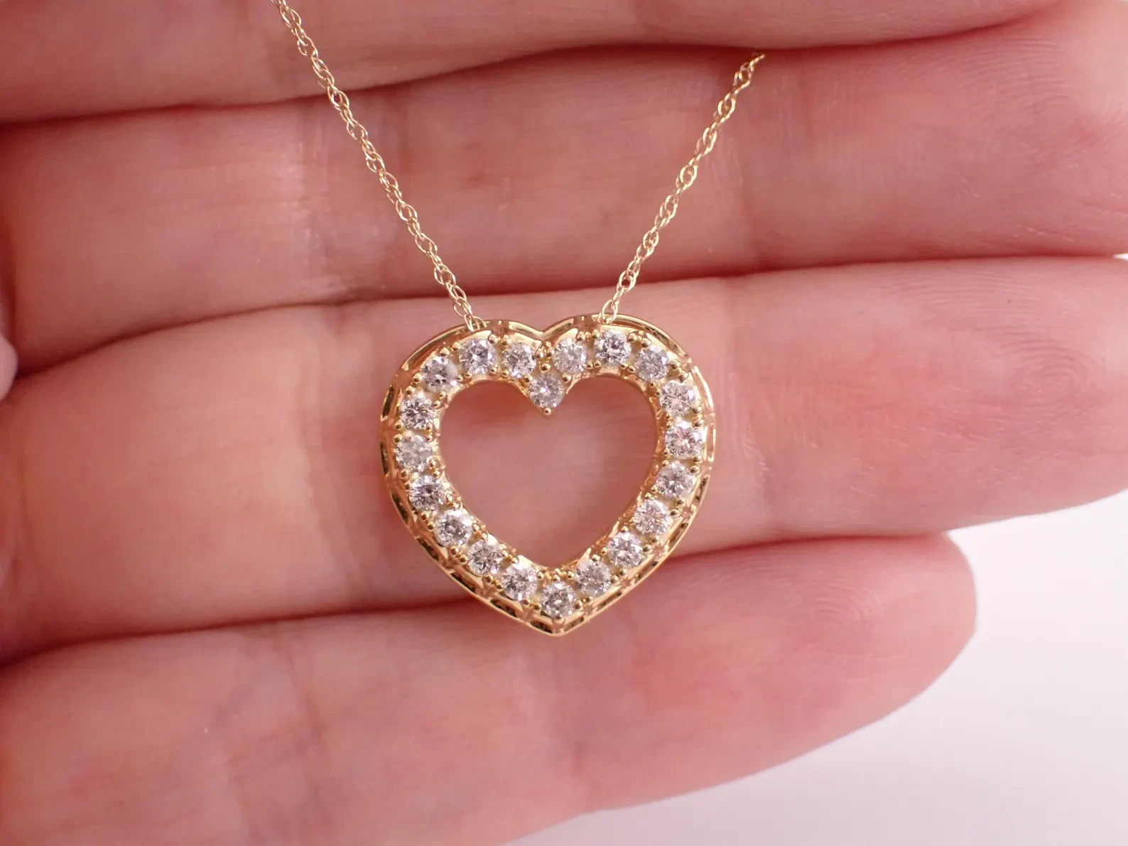 2.20Ct Round Moissanite Heart Shape Art Deco Pendant Necklace 14K Gold Plated