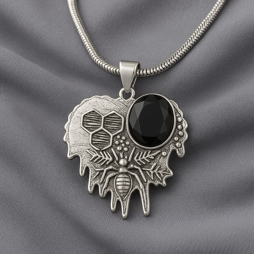 Natural Black Onyx Sterling Silver Mother Anniversary Bezel Engagement Pendant