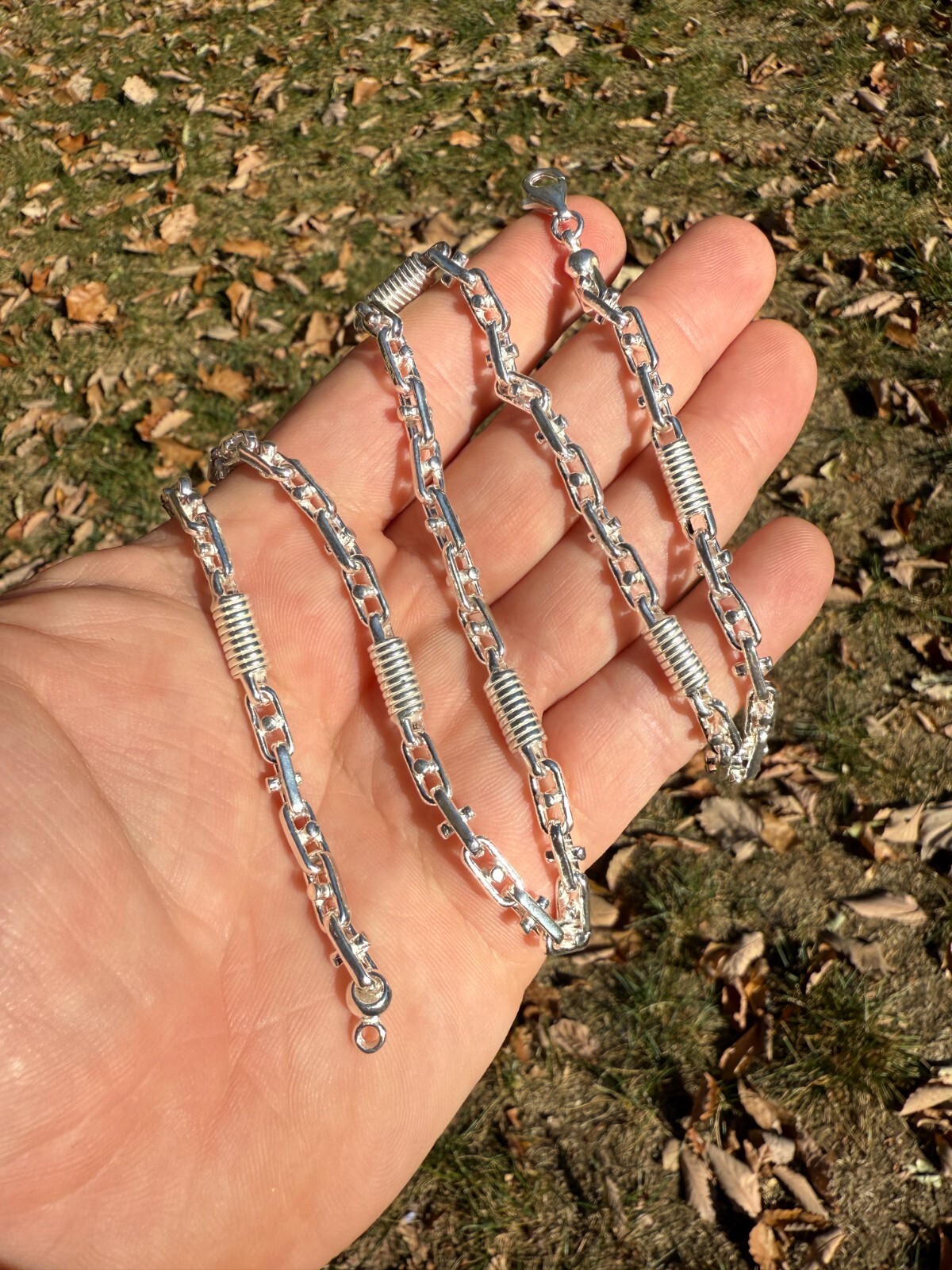 Real 925 Sterling Silver Handmade 5mm Spring Barrel Bullet Rolo Chain Necklace