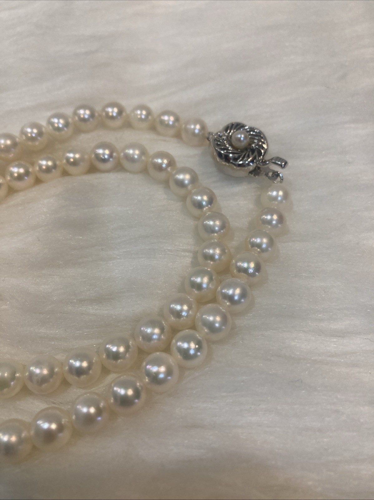 A02 Japanese Akoya Pearl Necklace 6.7-7mm 43cm Silver Clasp White Pearl