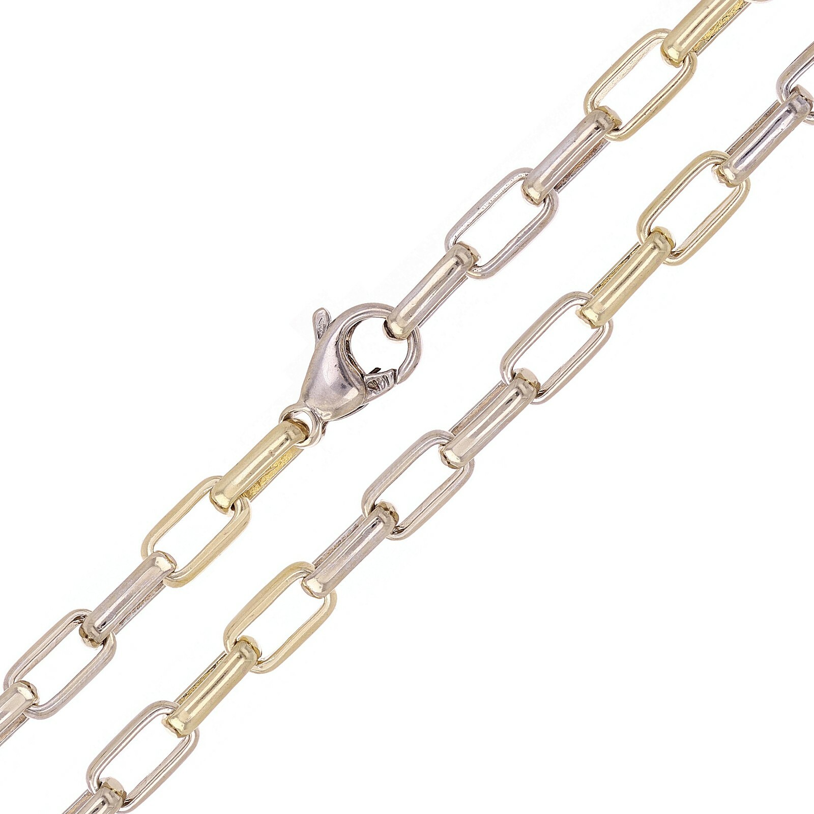 14k Two Tone Gold Handmade Fashion Link Necklace 24″ 5.6mm 40.3 grams