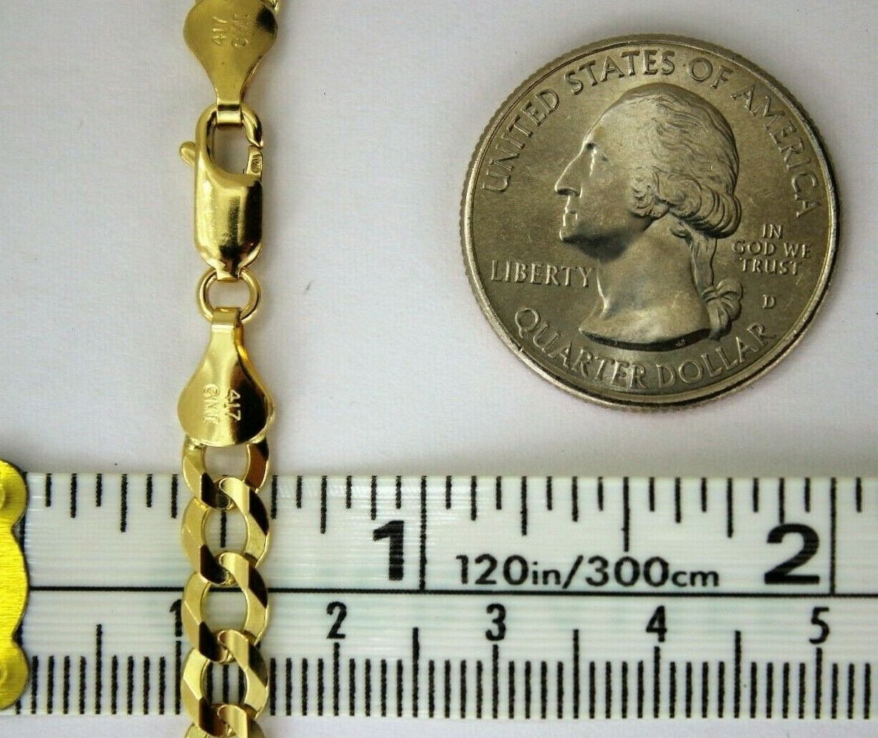 10K Solid Gold Cuban Link Necklace Chain Bracelet for Men Women 3mm~14mm 7″~30″