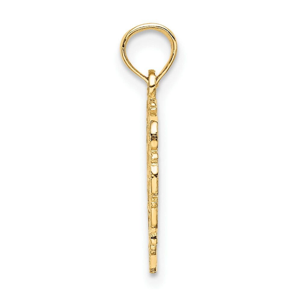 14K Yellow Gold A Script Initial In Heart Pendant