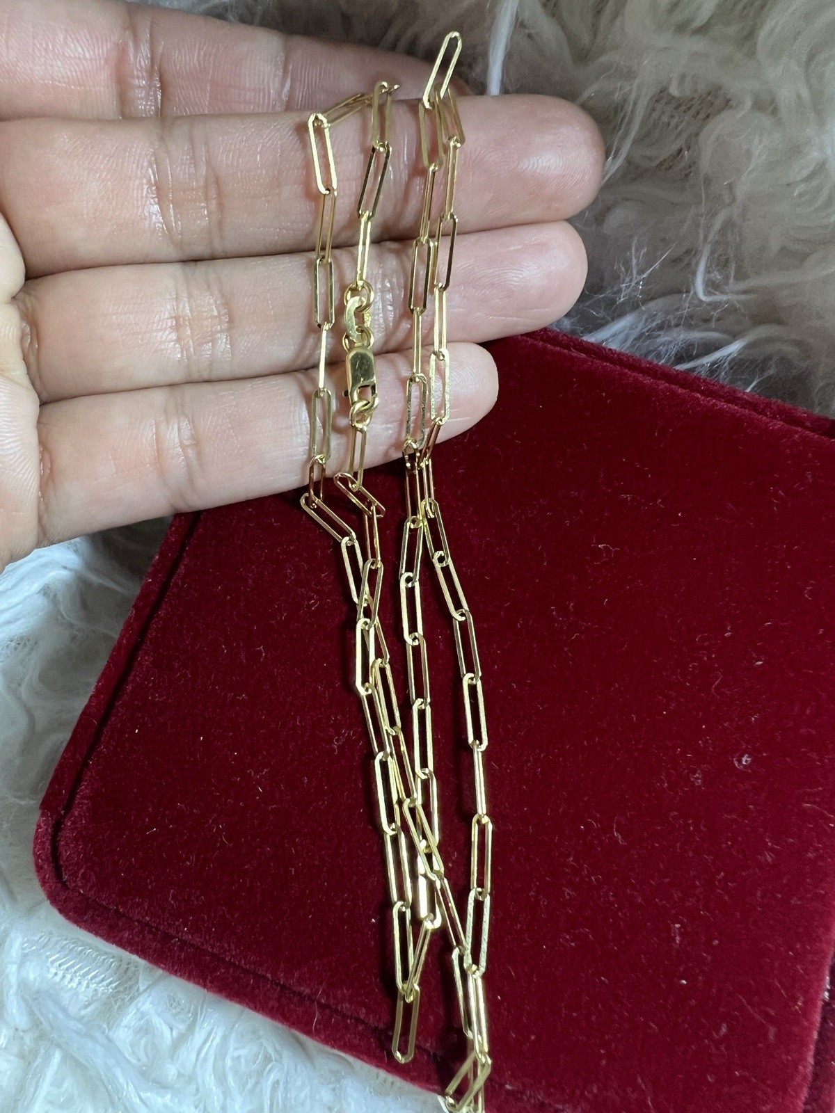 Solid 18k Yellow 18k Gold Paper clip Design Size 20” Long
