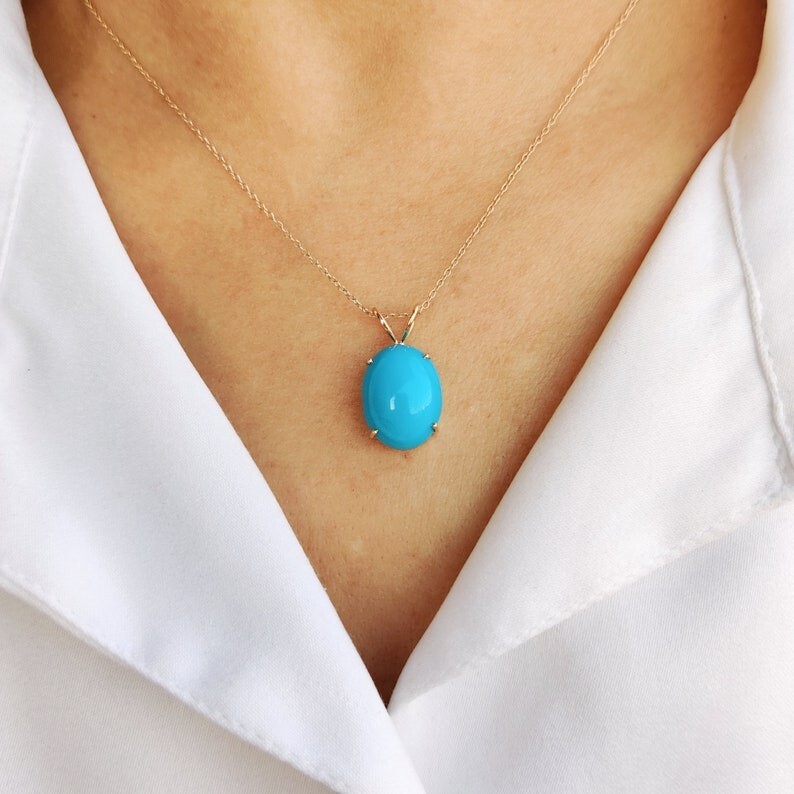 Sleeping Beauty Turquoise Pendant, 925 Sterling Silver Arizona Turquoise Pendant