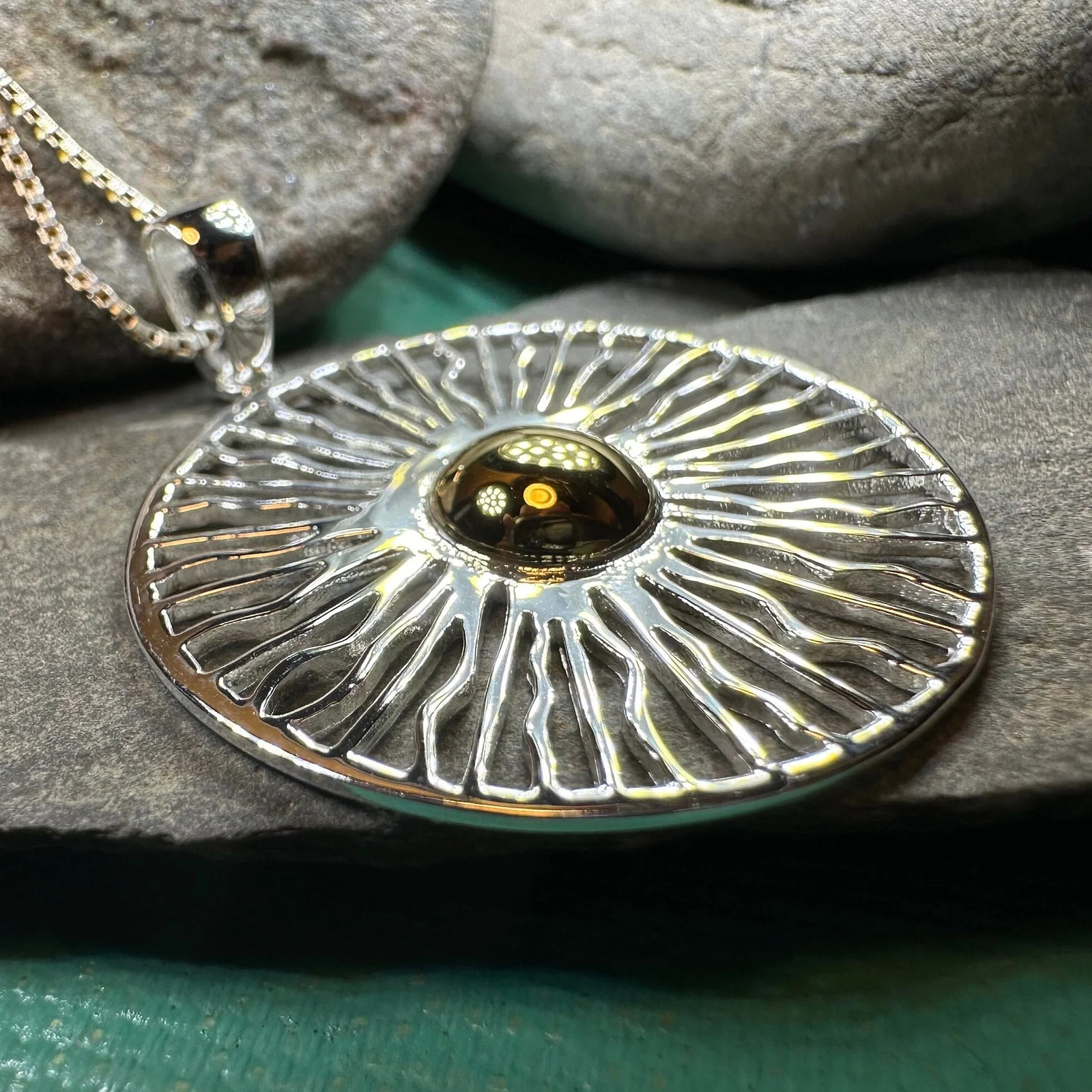 Sun Necklace Beach Celestial Wiccan Pagan 925 Ladies Pendant W/FREE CHAIN