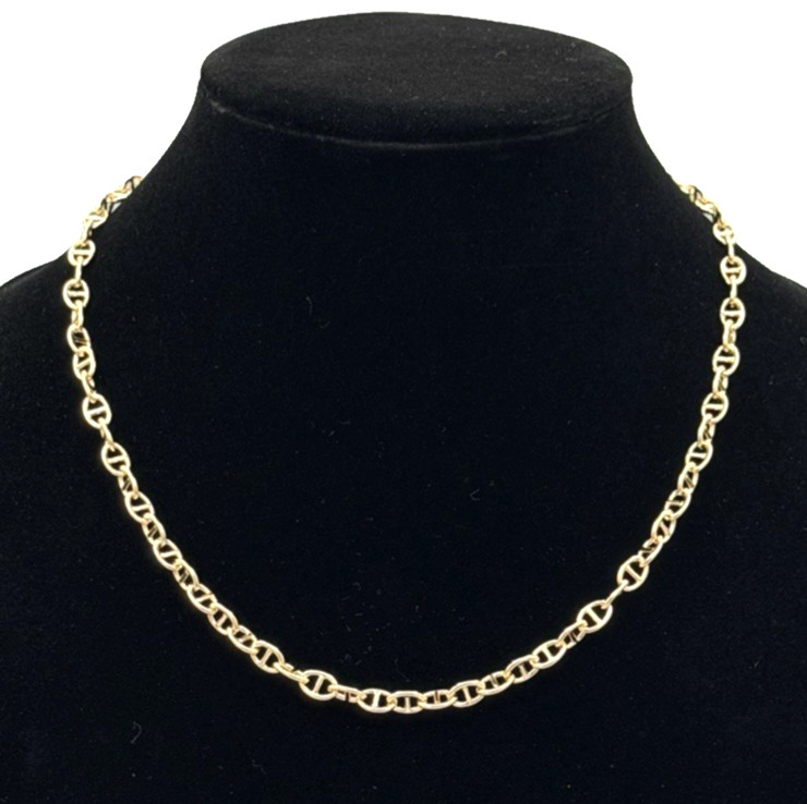 18K Gold Filled 20″ Alternating Mariner Link Chain 5.8mm New