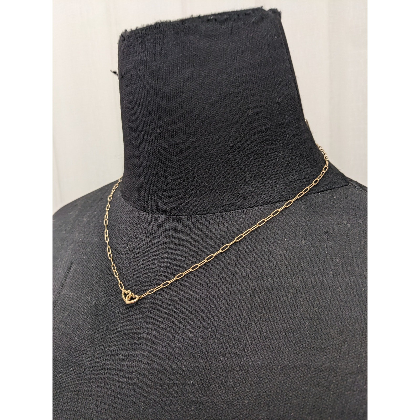 Preowned 14k Yellow Gold Paper Clip Necklace with Interlocking Hearts 17.5in