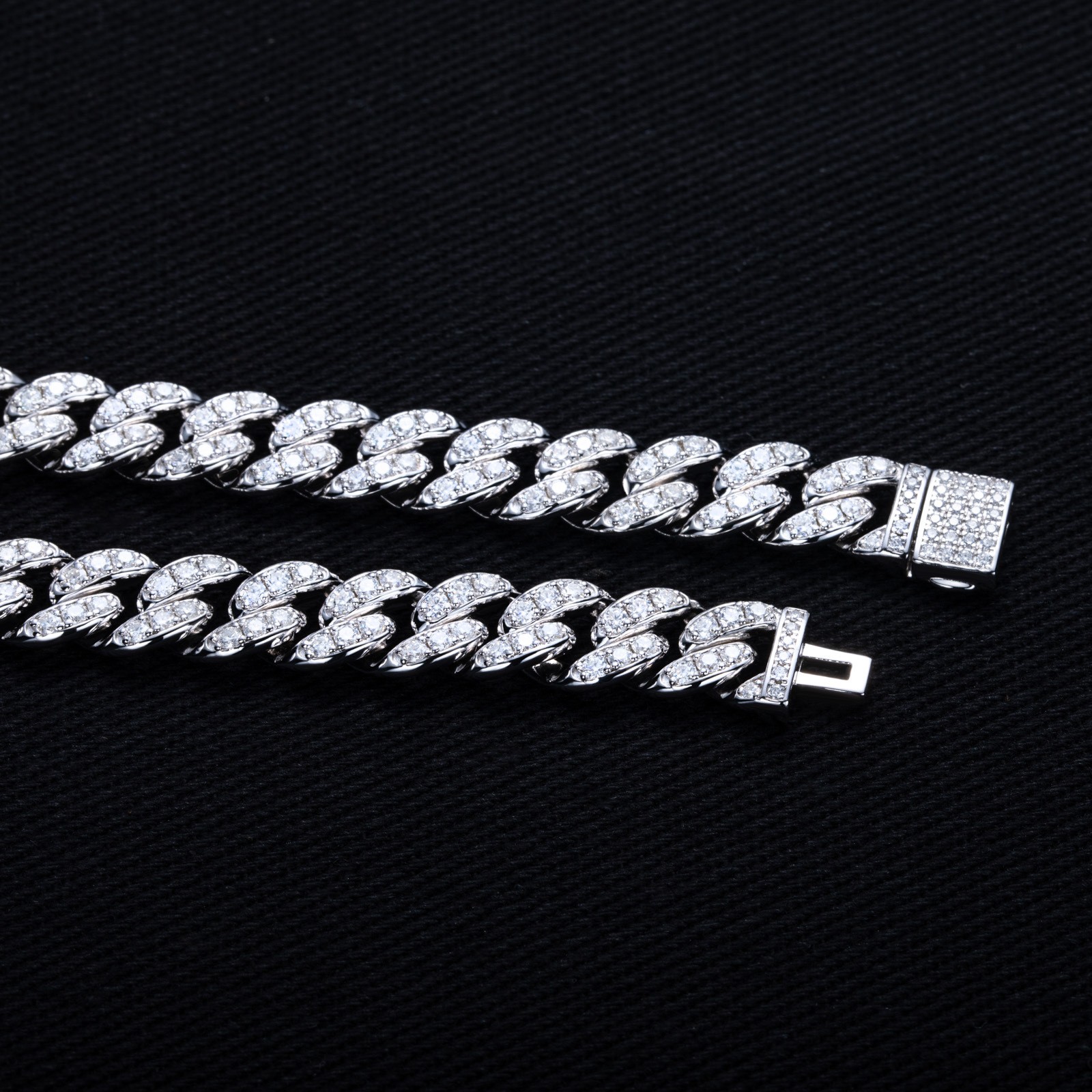 6-10mm Moissanite Miami Cuban Link Prong Chain Iced Hip Hop Necklace 925 Silver