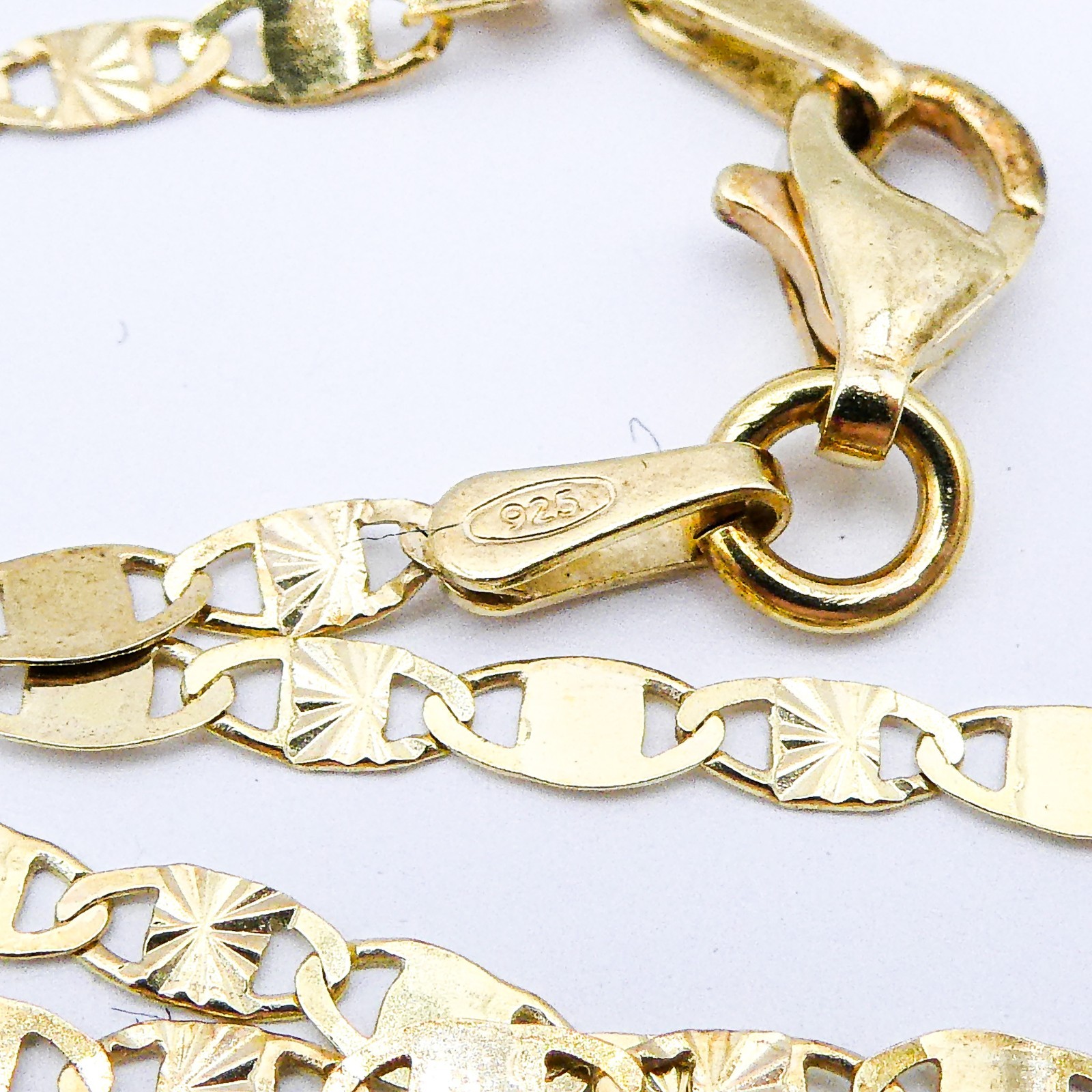 Gold Plated Sterling Silver Italy Textured Link Chain Mens Womens 24″ Necklace