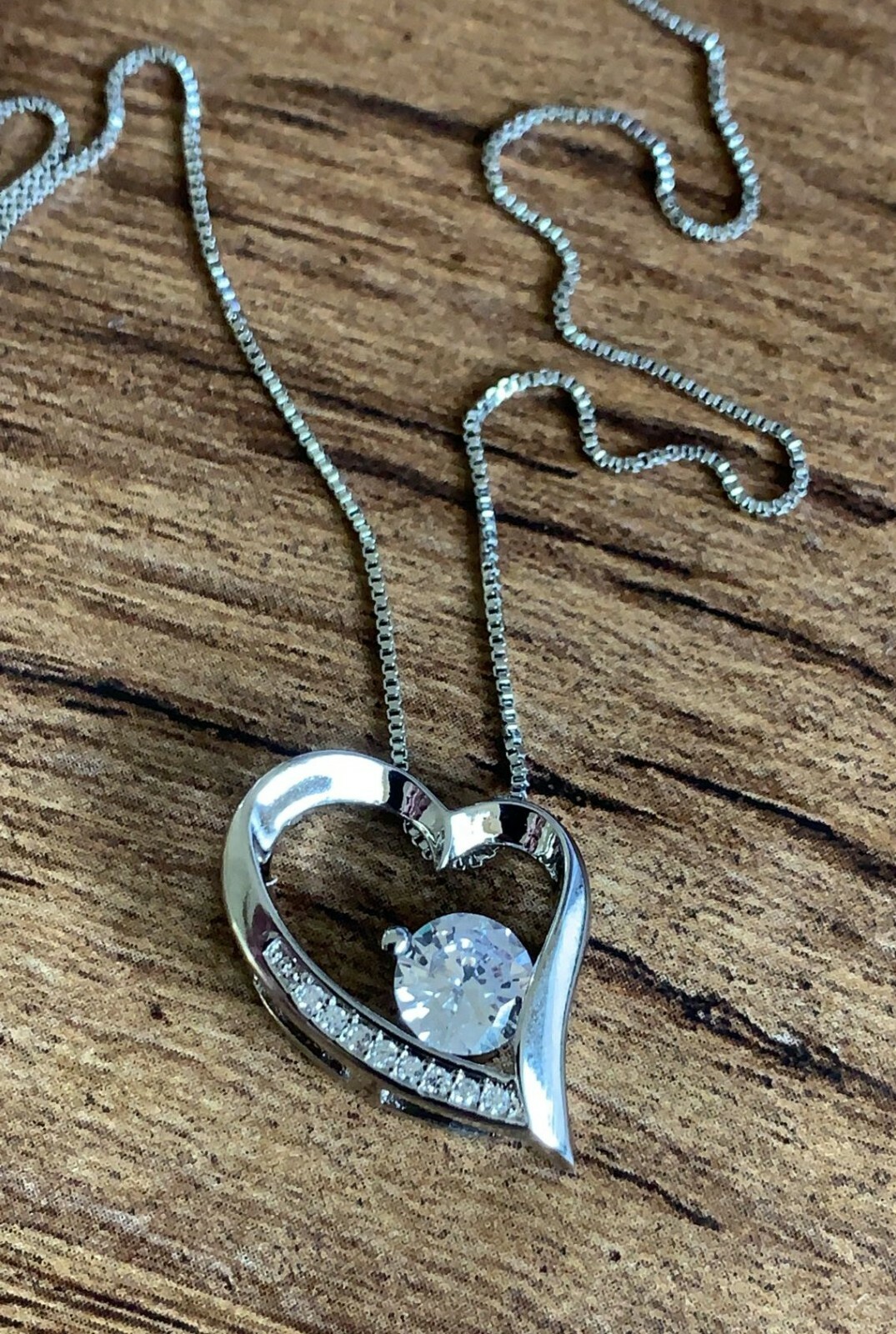 SEMI-JEWELRY Heart Necklace With Silver Chain 925 Sterling Silver SALT WATER YES