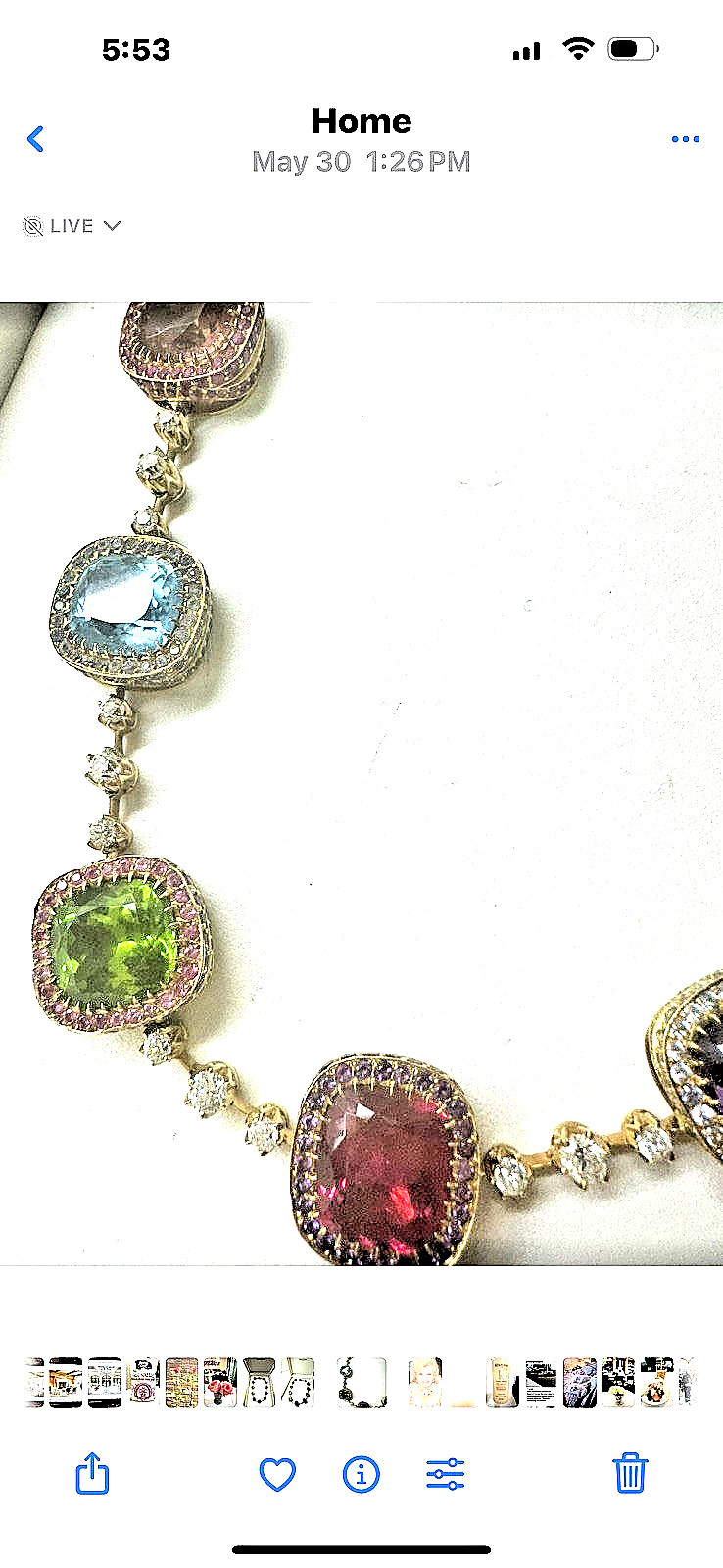 Neiman Marcus designer Laura Munder diamond & precious cushion cut gem necklace
