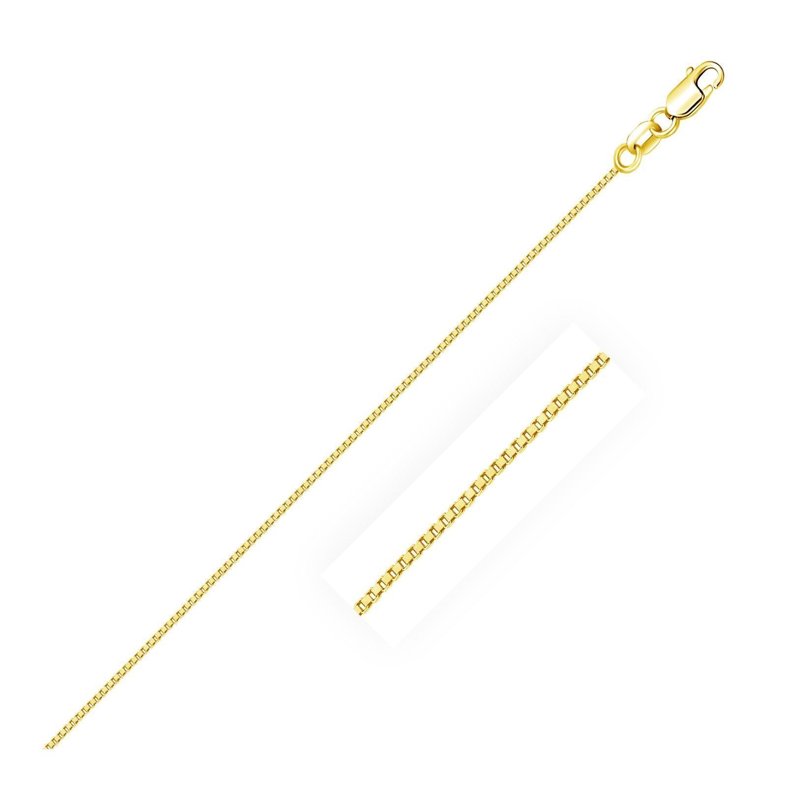 SOLID YELLOW GOLD 14K BOX LINK ITALIAN CHAIN 1MM / 18” LONG / LOBSTER LOCK
