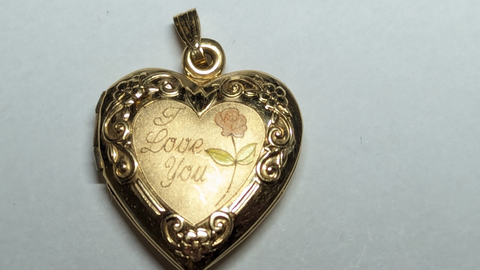 VINTAGE 14K YELLOW GOLD HEART PHOTO LOCKET ROSE HALLMARKED SIGNED 14K TK TRU-KAY
