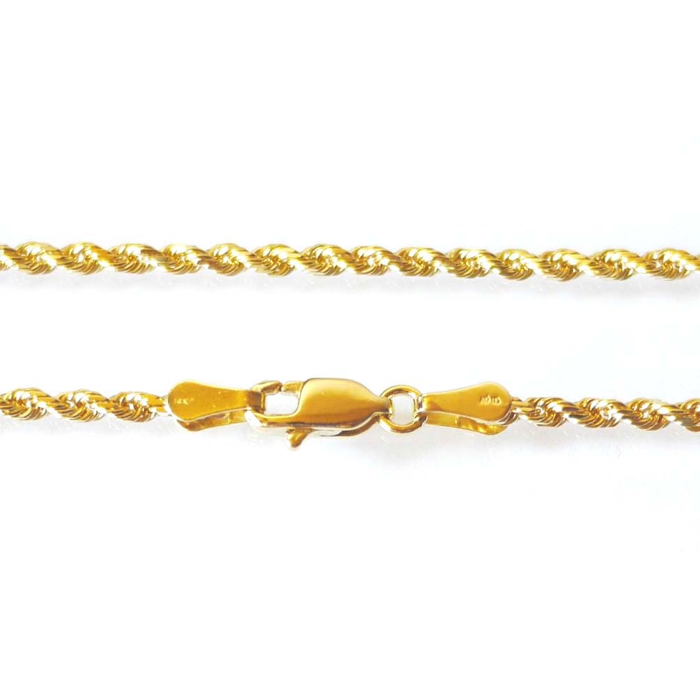 14K Solid Yellow Gold Rope Chain 2.8 Grams W: 1.2 mm L: 18 inches (45 CM)-22