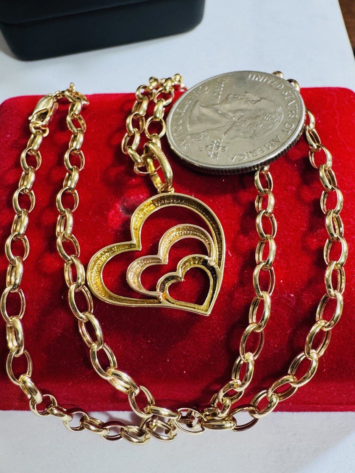 18K 750 Real Find Pure Tricolor Gold Heart Necklace 19.7/20” Inch Long 6.7g 4mm