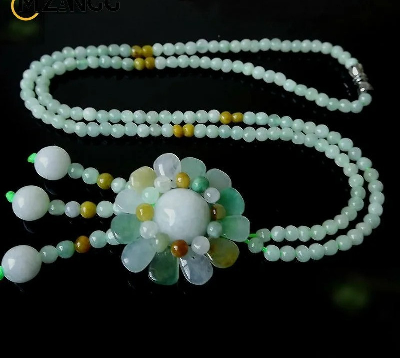 Multicolor Beaded Blossom Necklace • Hand-Carved Flower Pendant • Boho Chic Gift