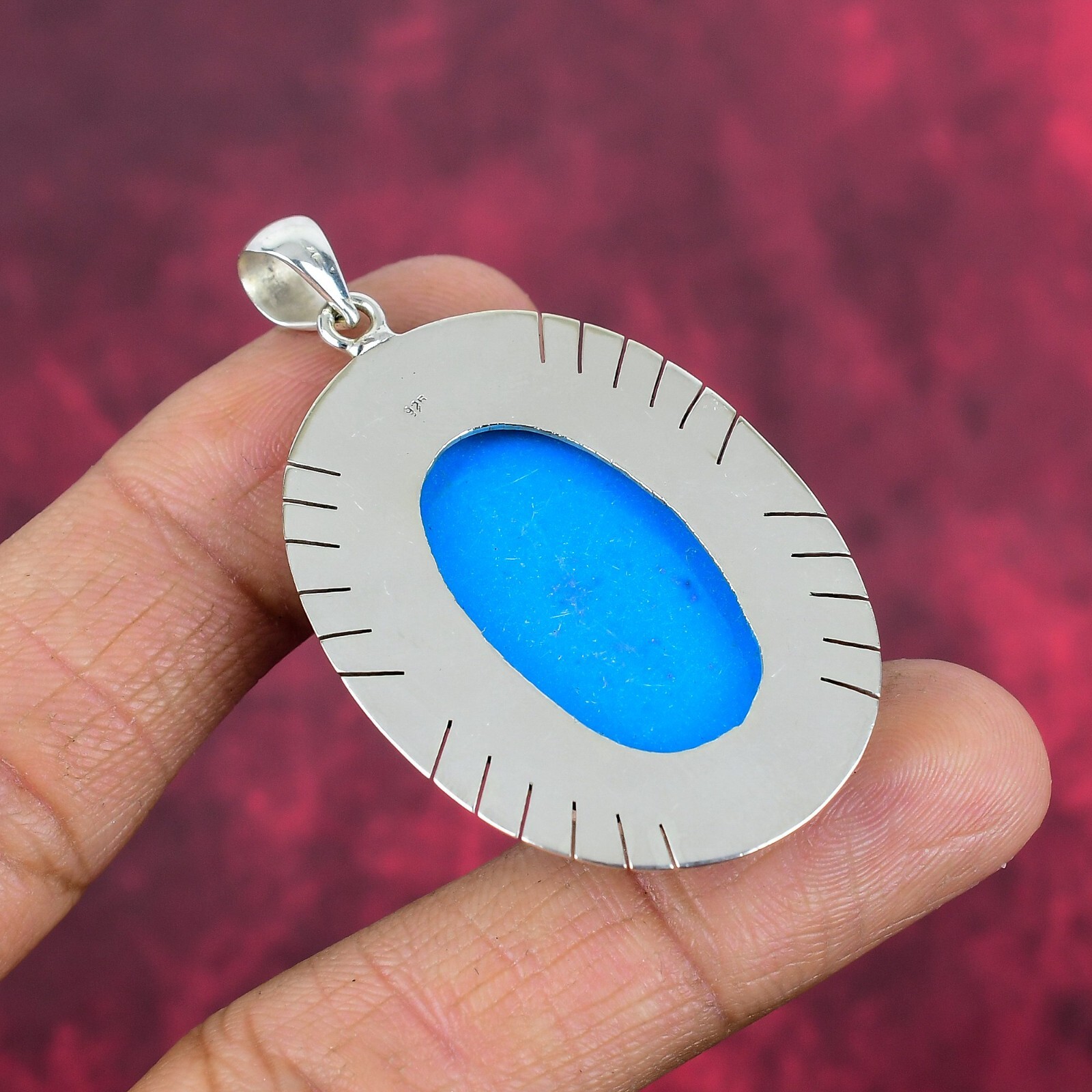 Sleeping Beauty Turquoise Gemstone Handmade 925 Sterling Silver Pendant Jewelry
