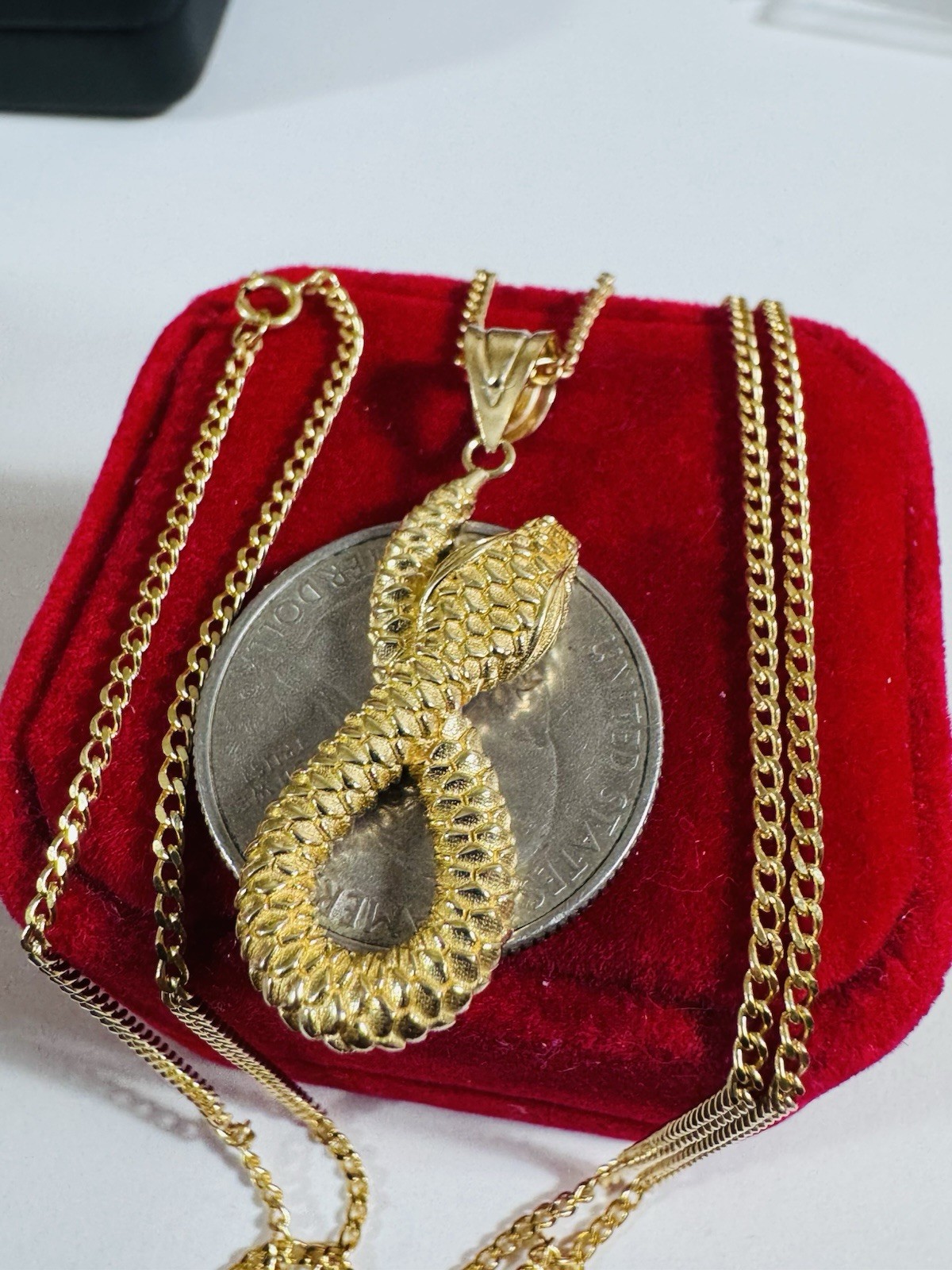 18K 750 Real Fine Mens Women’s Gold Snake Set Necklace 23.5/24” long 2.2mm 9.26g
