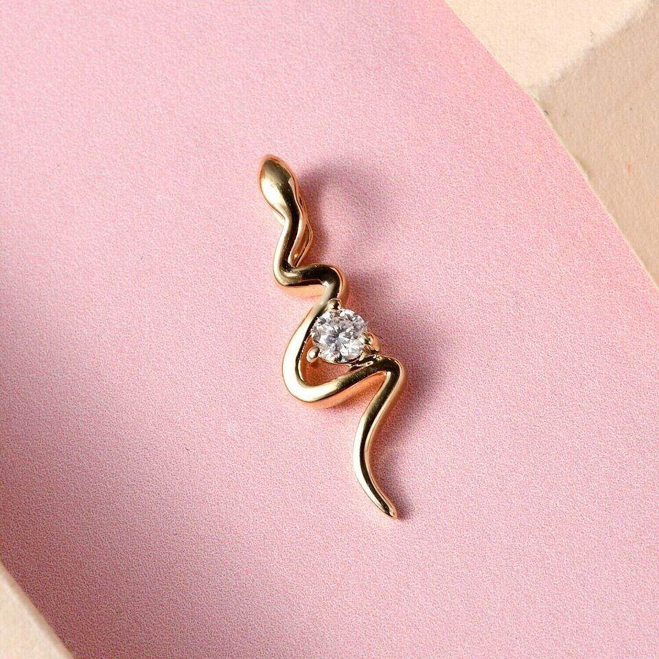 Snake Tiny Shape Pendant 925 Sterling Silver 1.22Ct Round Cut Real Moissanite