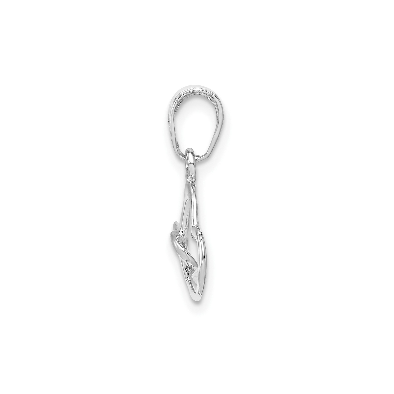 10k White Gold Open Heart Pendant Interlocking Double Hearts Charm for Women