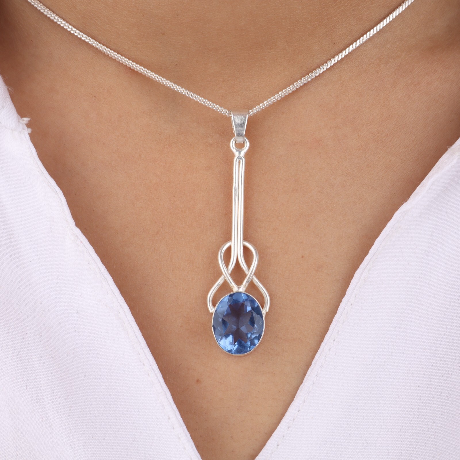 Tanzanite Gemstone 925 Sterling Silver Jewelry Handmade Partywear Pendant 1.79″