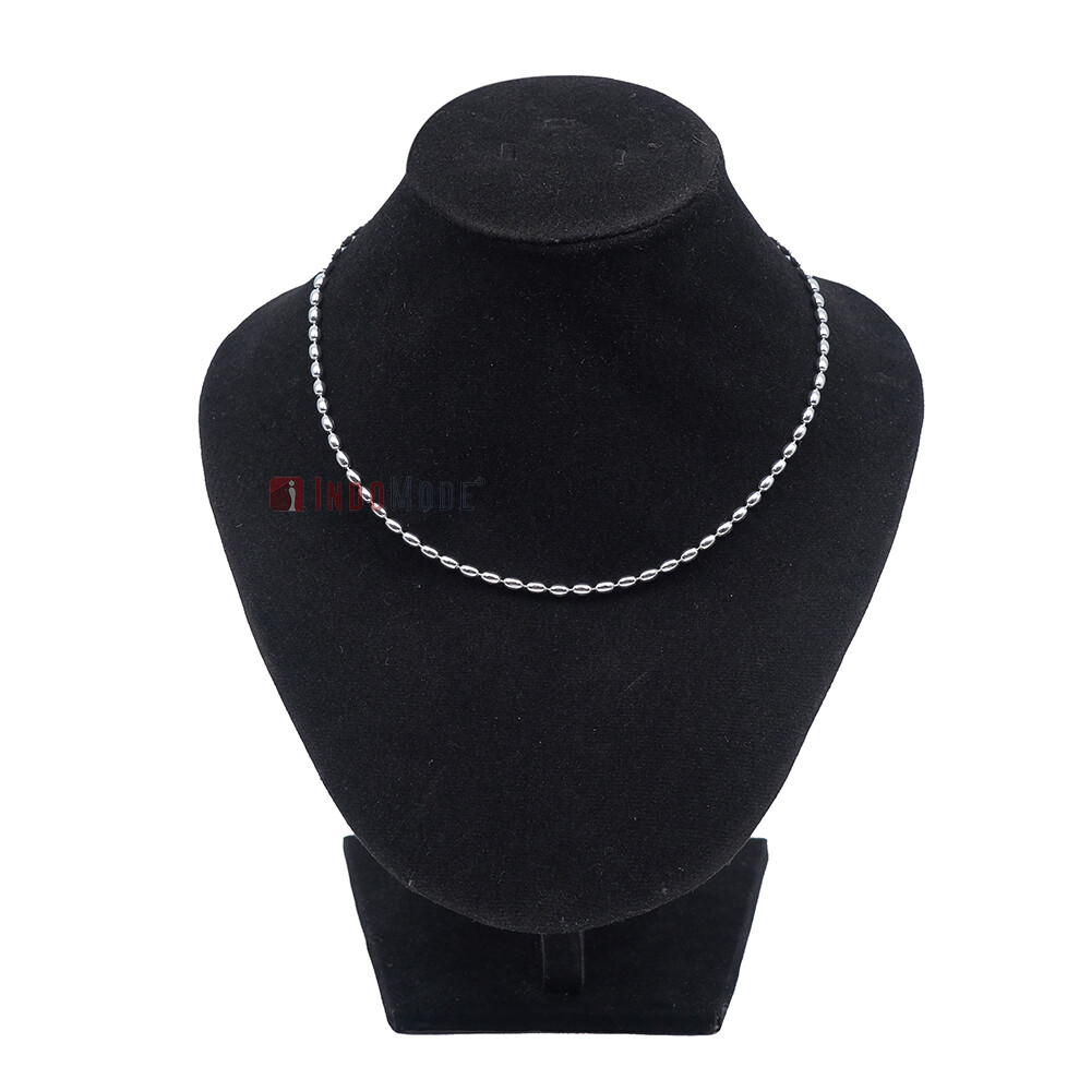 St. Silver Charleston Rice Bead Necklace Chain 3×4.5mm Beads 300ga Lobster Clasp