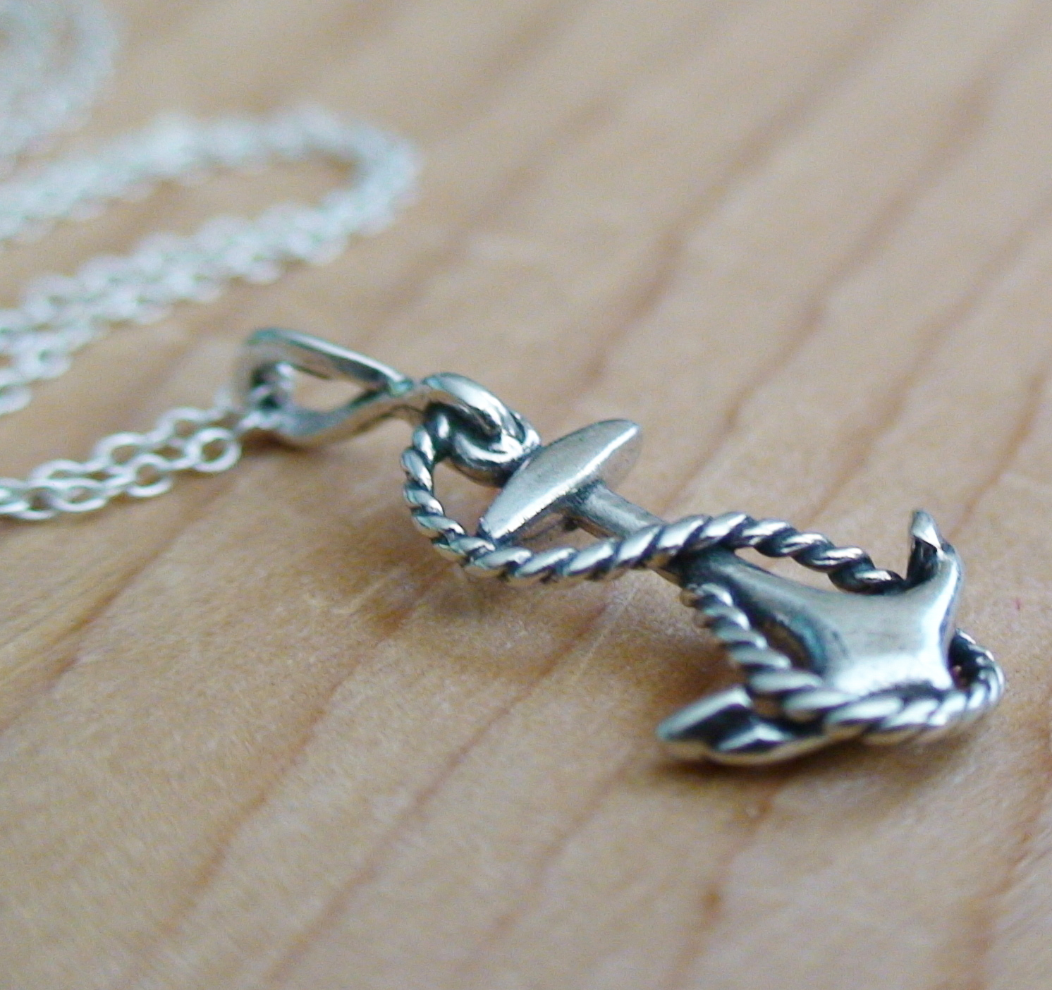 Anchor Necklace – 925 Sterling Silver – Anchor Charm *NEW* Nautical Sailor Beach