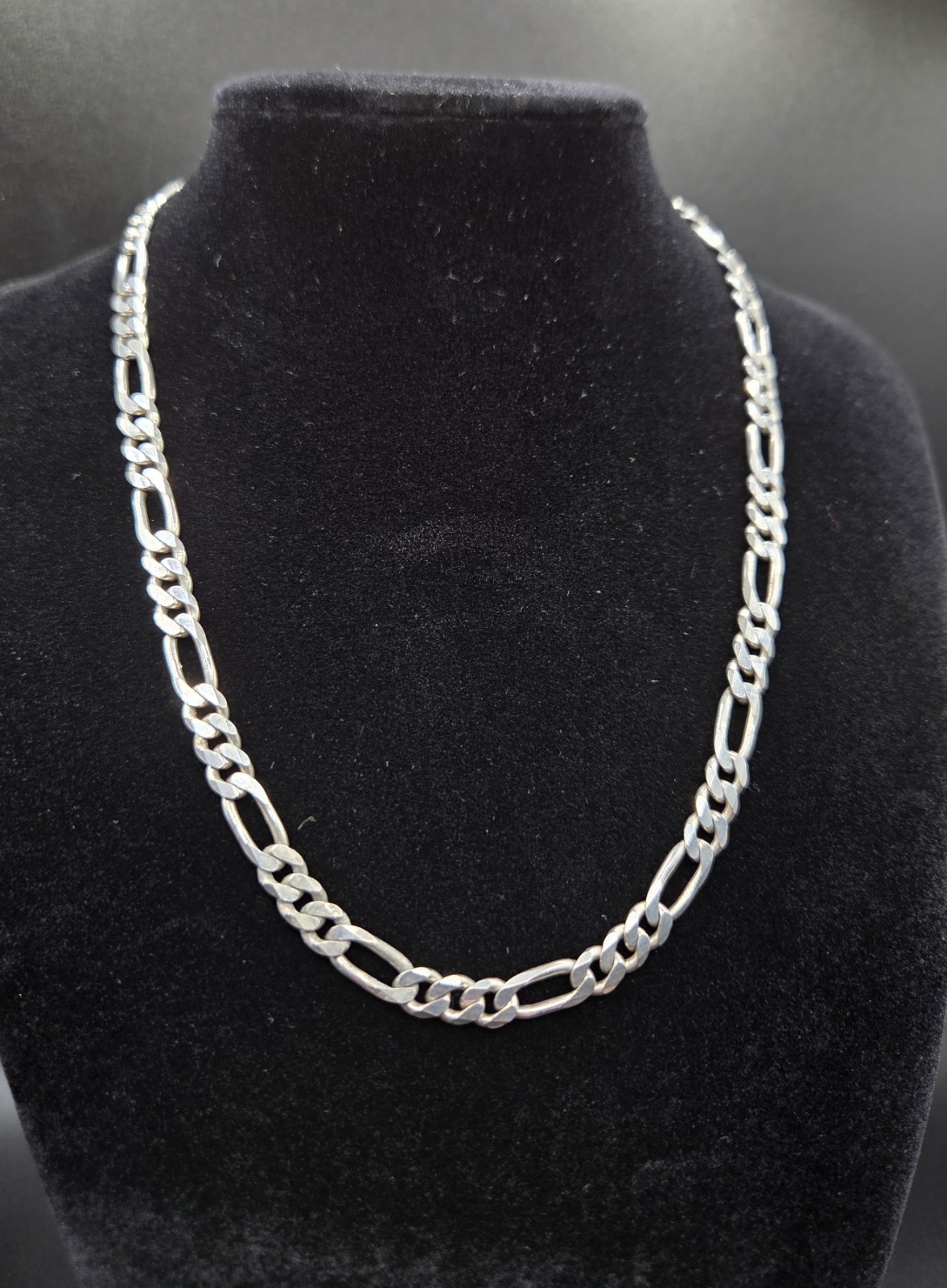 925 Italy Sterling Silver Figaro Chain Link Necklace 16.5″