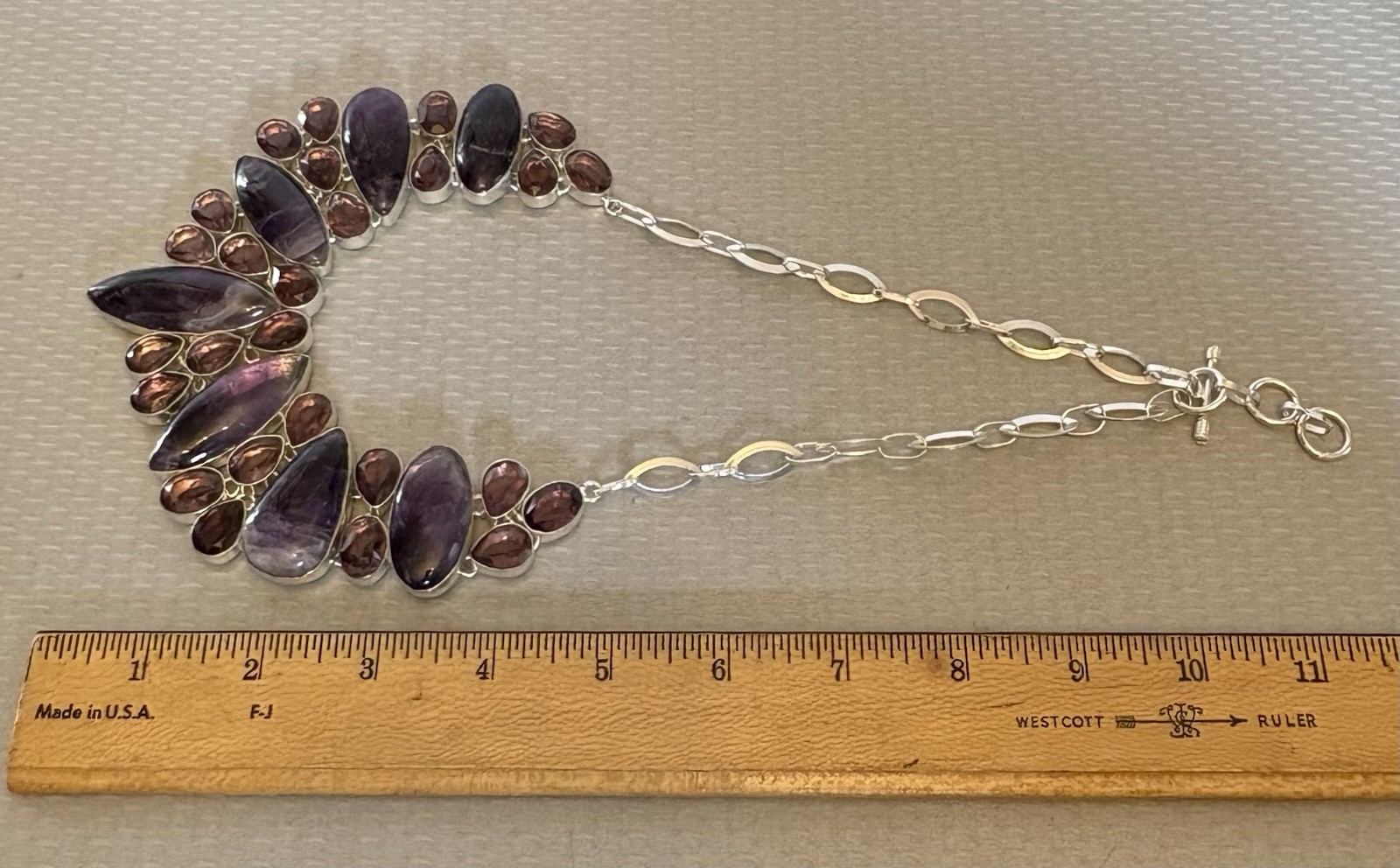 Natural Amethyst Statement Necklace 925 Sterling Silver 200ct Massive Bib Collar