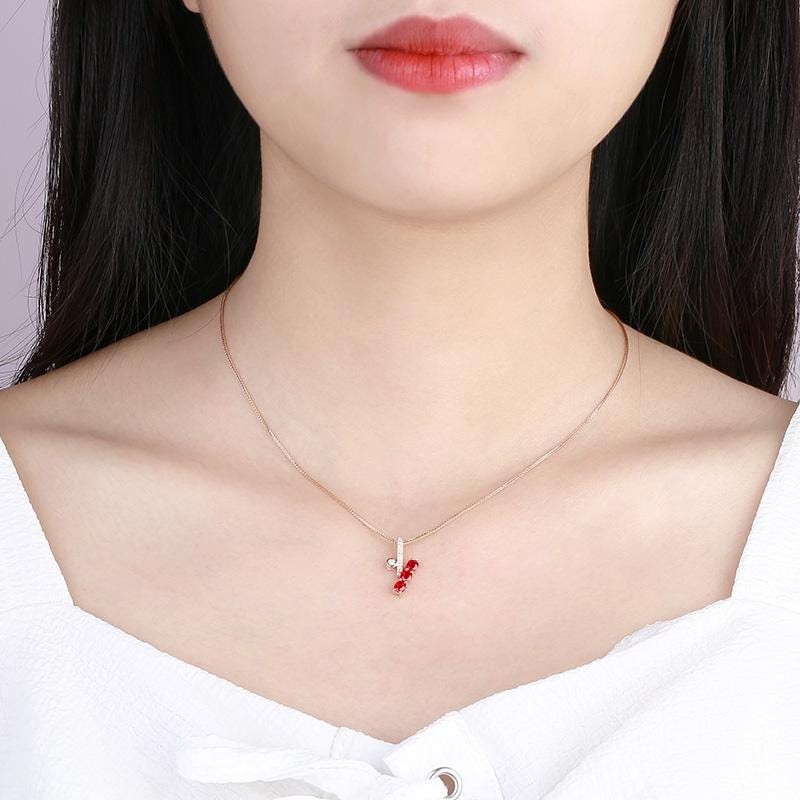 0.78ct Natural Ruby Pendant in 18K Gold with Diamonds, Unique Gemstone Jewelry