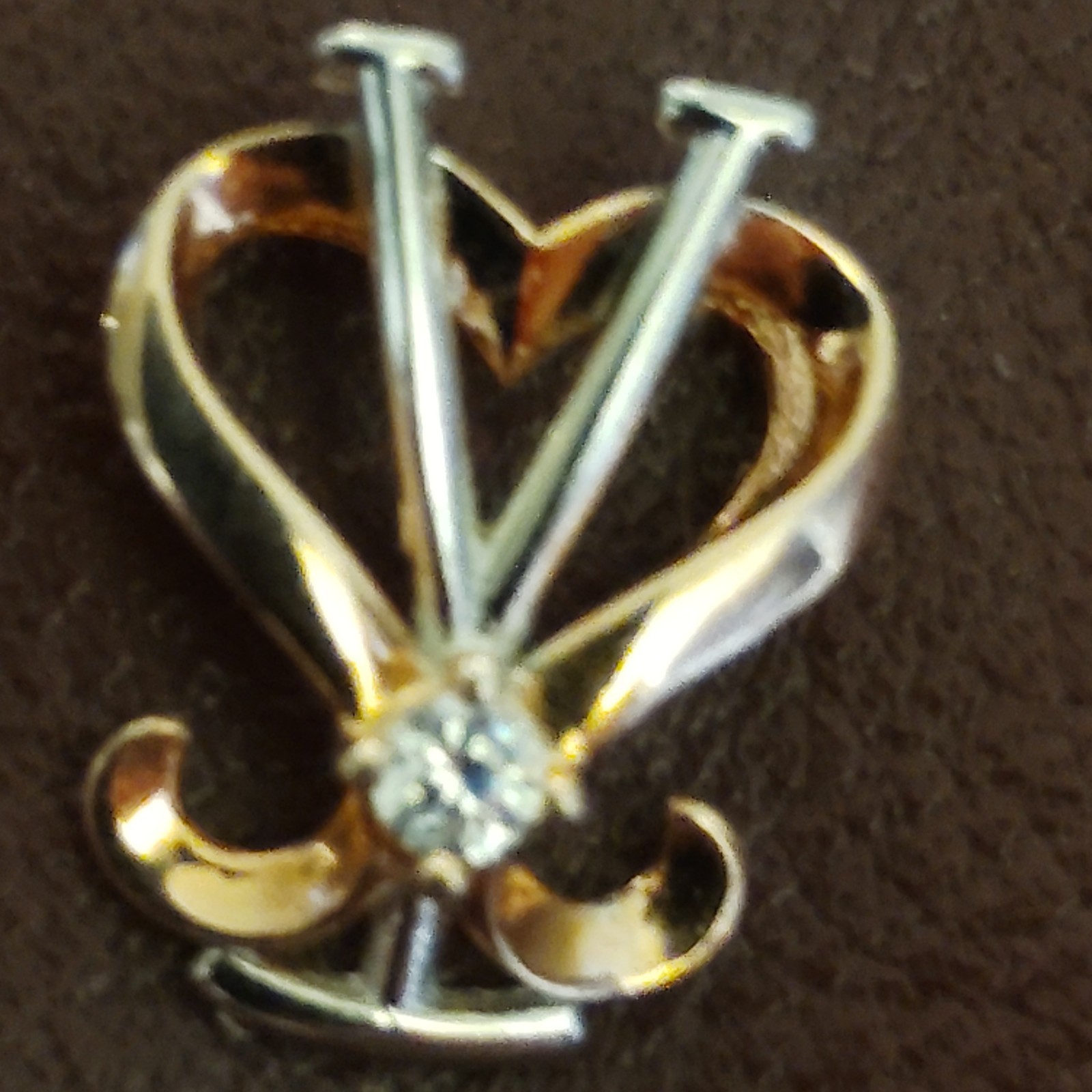 She-Said-Yes “Love Symbol” Round Cut 10k Solid Rose & White Gold Pendant (0.7gr)