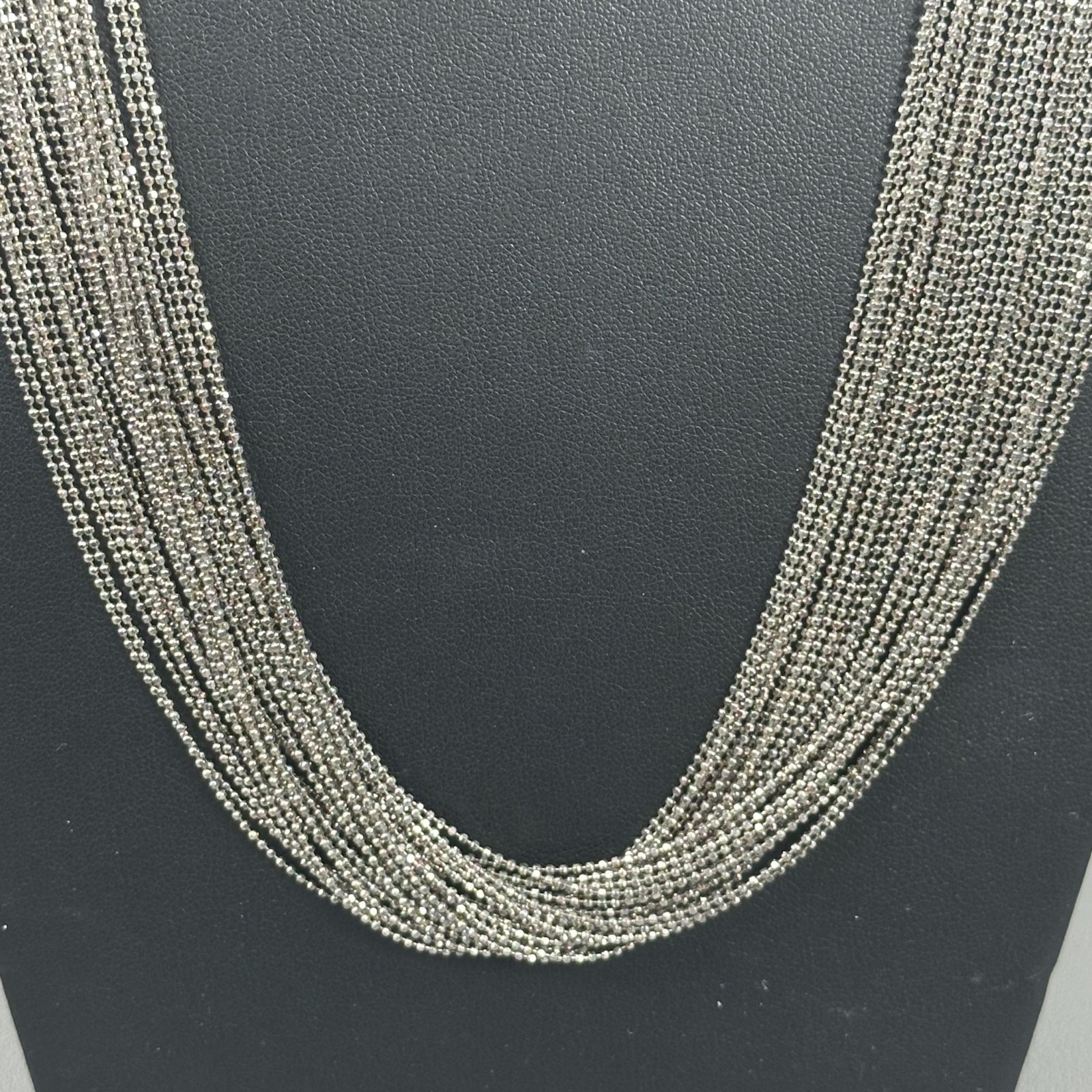 Gabrielle Bruni Italy 925 Sterling Silver Multi-Strand Beaded Necklace 32″ 101g