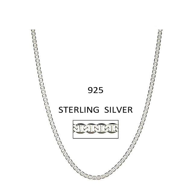 925 Sterling Silver 4.5MM Italian Flat Mariner Link Chain Necklace, Anchor, Gift