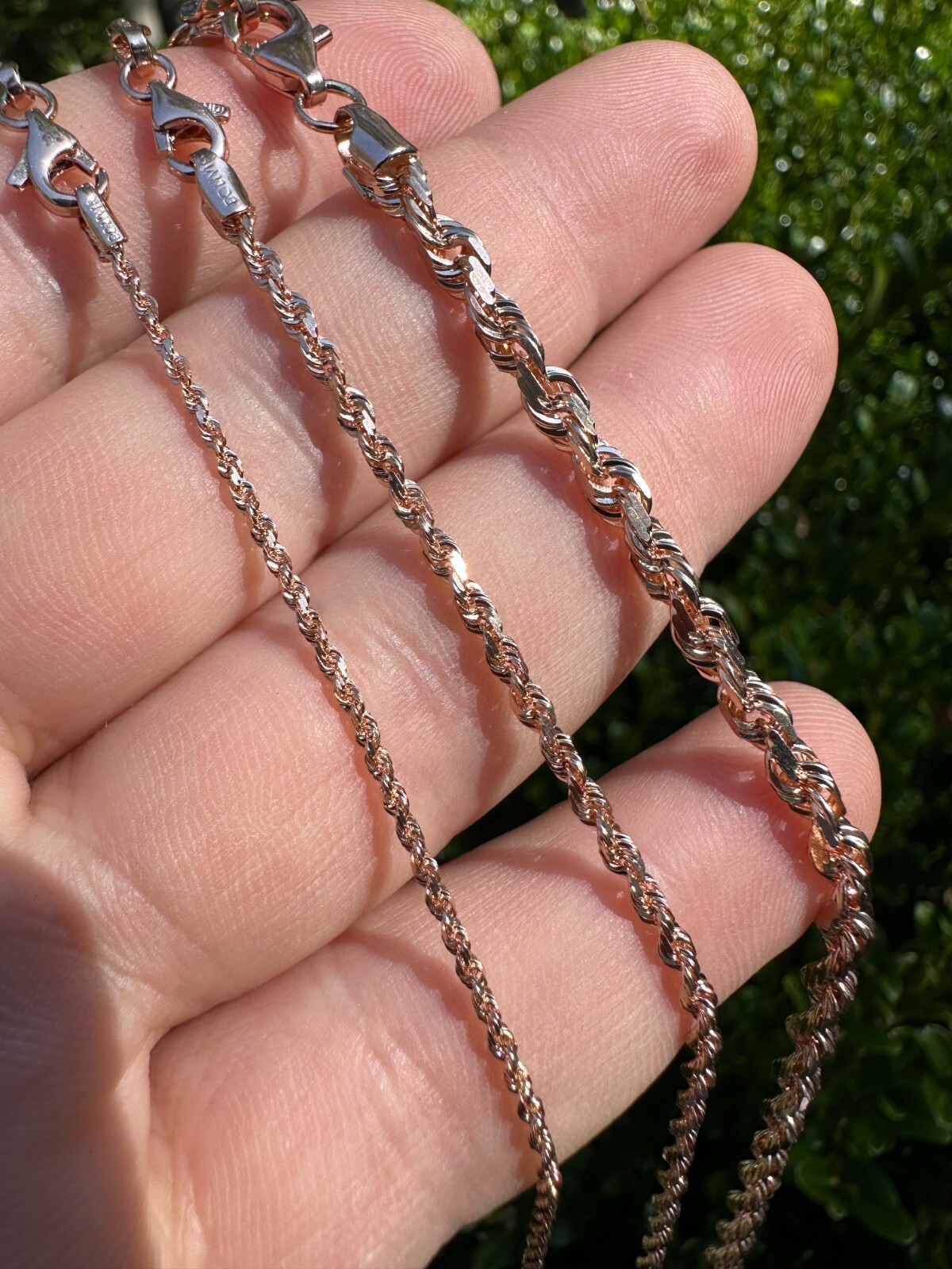 Solid 14k Rose Gold Men’s Women’s Real Rope Chain Necklace 1.5mm-4mm
