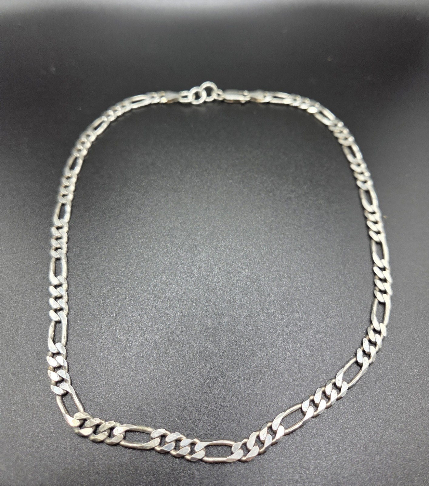 925 Italy Sterling Silver Figaro Chain Link Necklace 16.5″