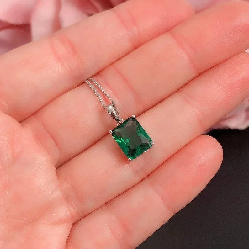 Elegant Mens Emerald Pendant 925 Sterling Silver Ring Gift Jewelry Gift Pendant