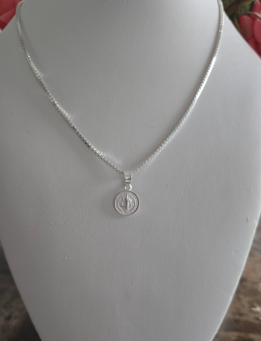 Sterling Silver Saint Benedict Medallion Pendant – Small 11 mm