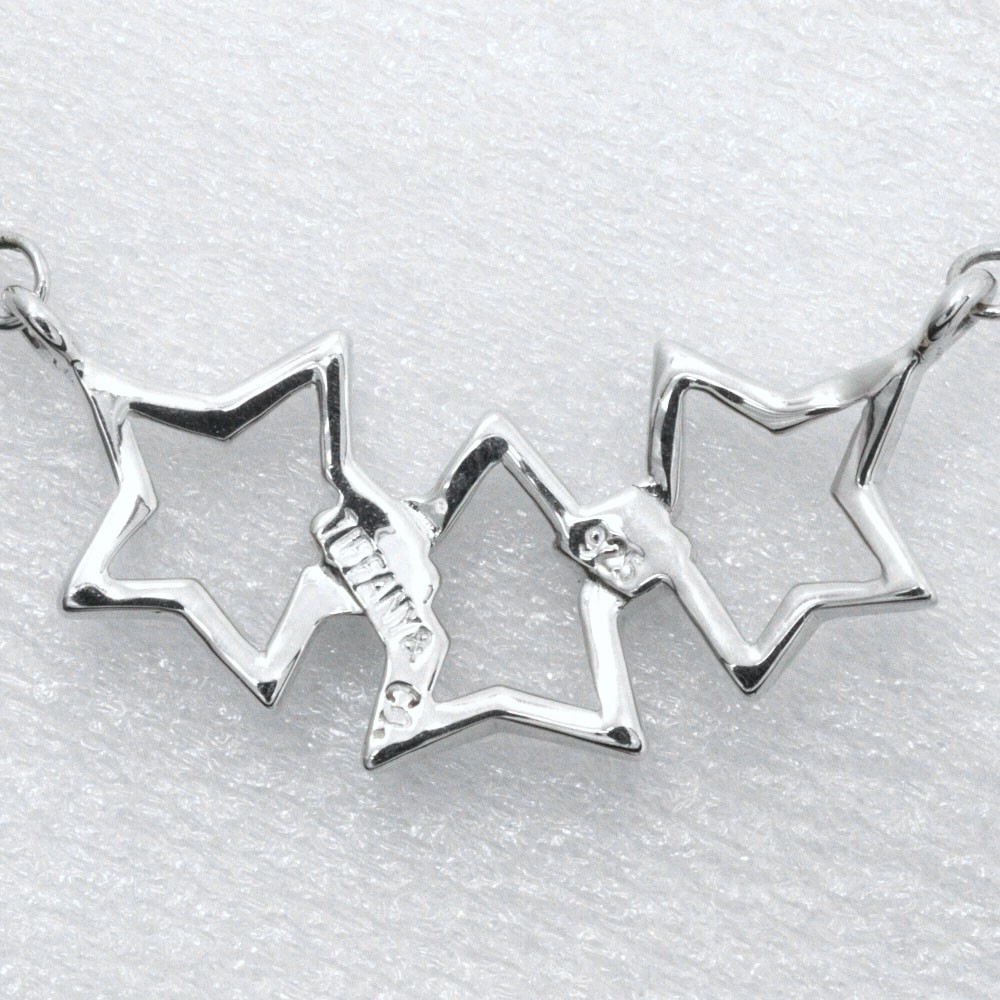 Tiffany & Co. Triple Star Necklace Silver 925 Ladies 17.3 in