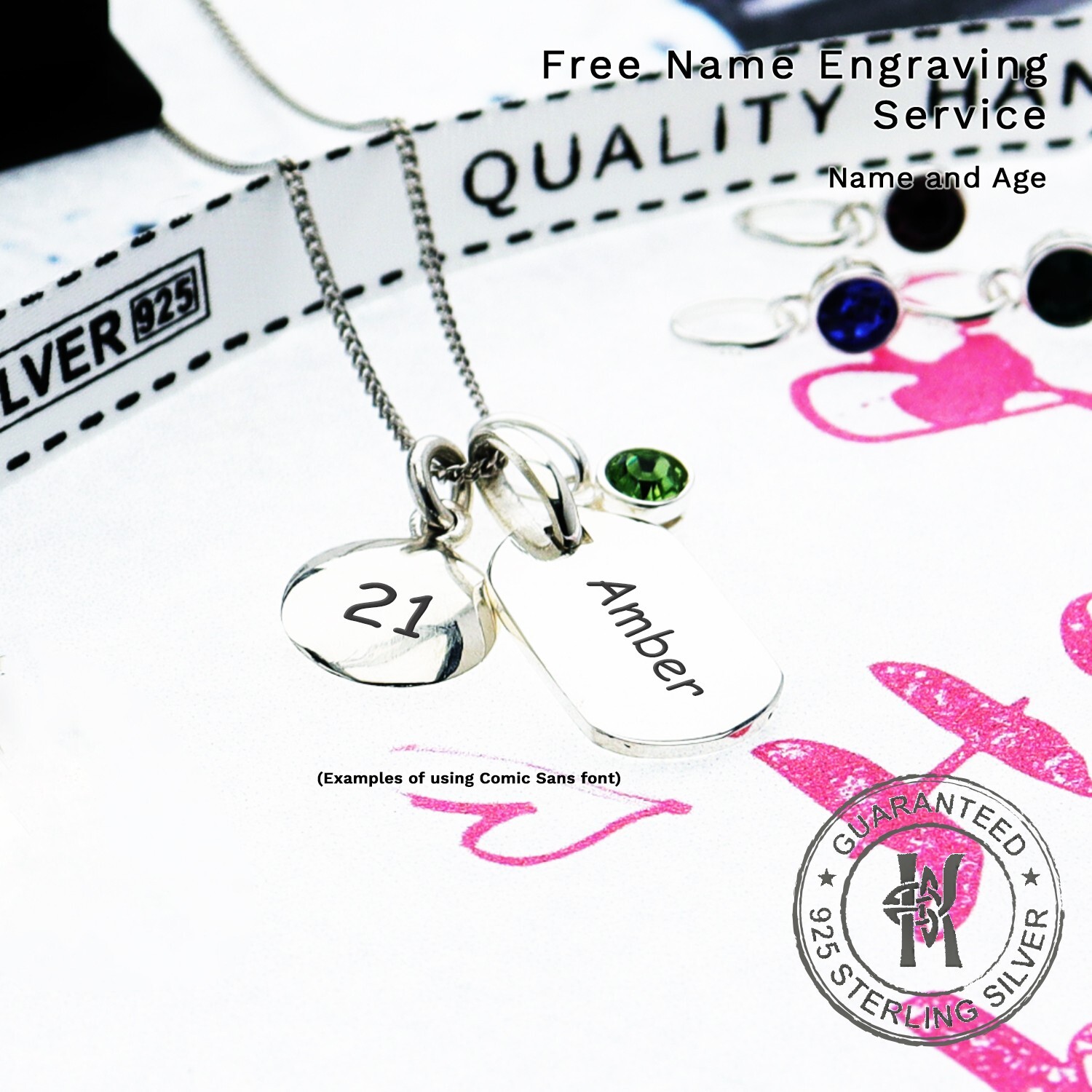 Personalised Birthday Disc Necklace✔️age✔️Name✔️Birthstone✔️925 Solid Silver