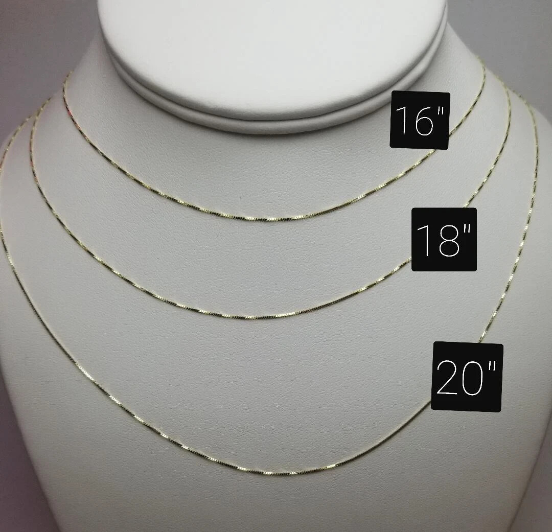 14k Yellow Solid Real Gold Box Chain Cadena de Caja
