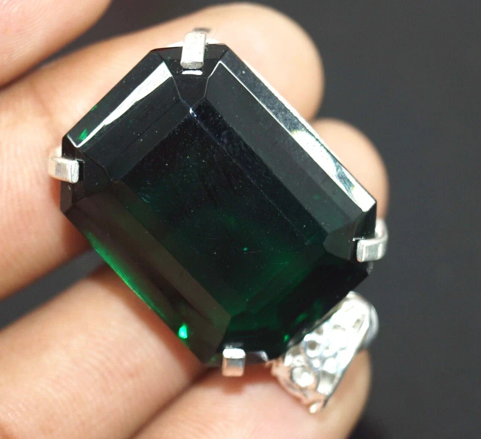 120 Ct Natural Green Topaz Emerald Cut Pendant 925 Sterling Silver Certified