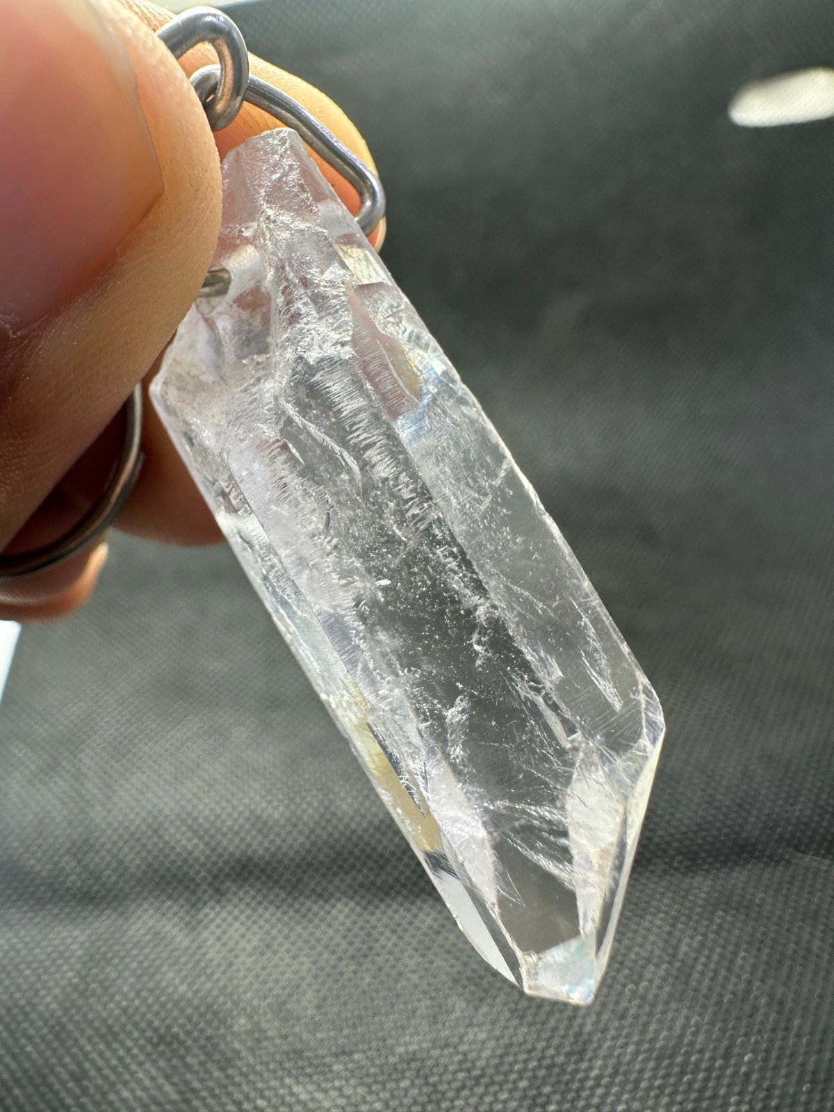 Rare Top Quality Natural Gemstone White Quartz Eye Clean Oustanding Pendant