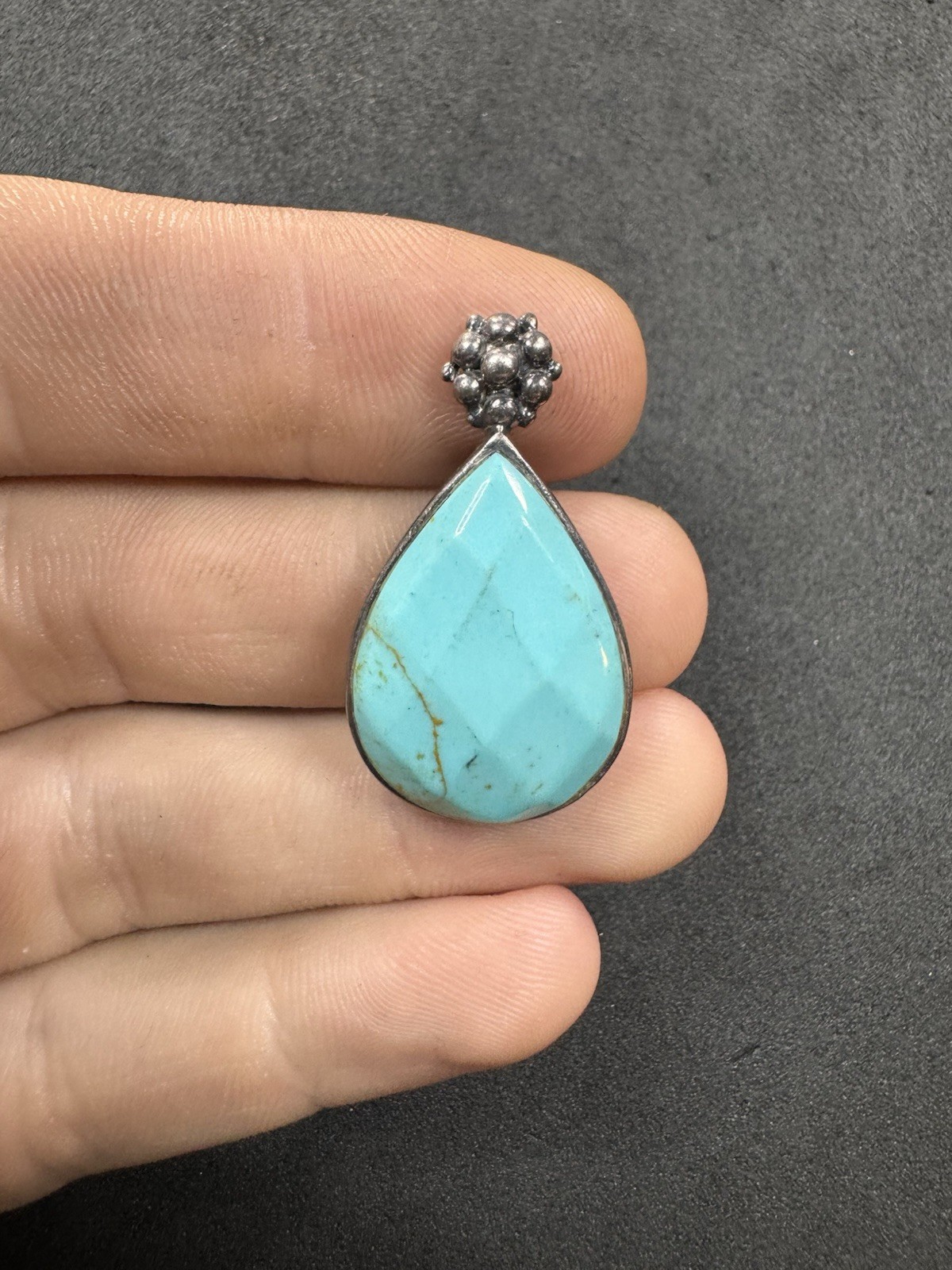 6.7g VTG Sterling Silver 925 Blue Stone Pendant Jewelry lot H