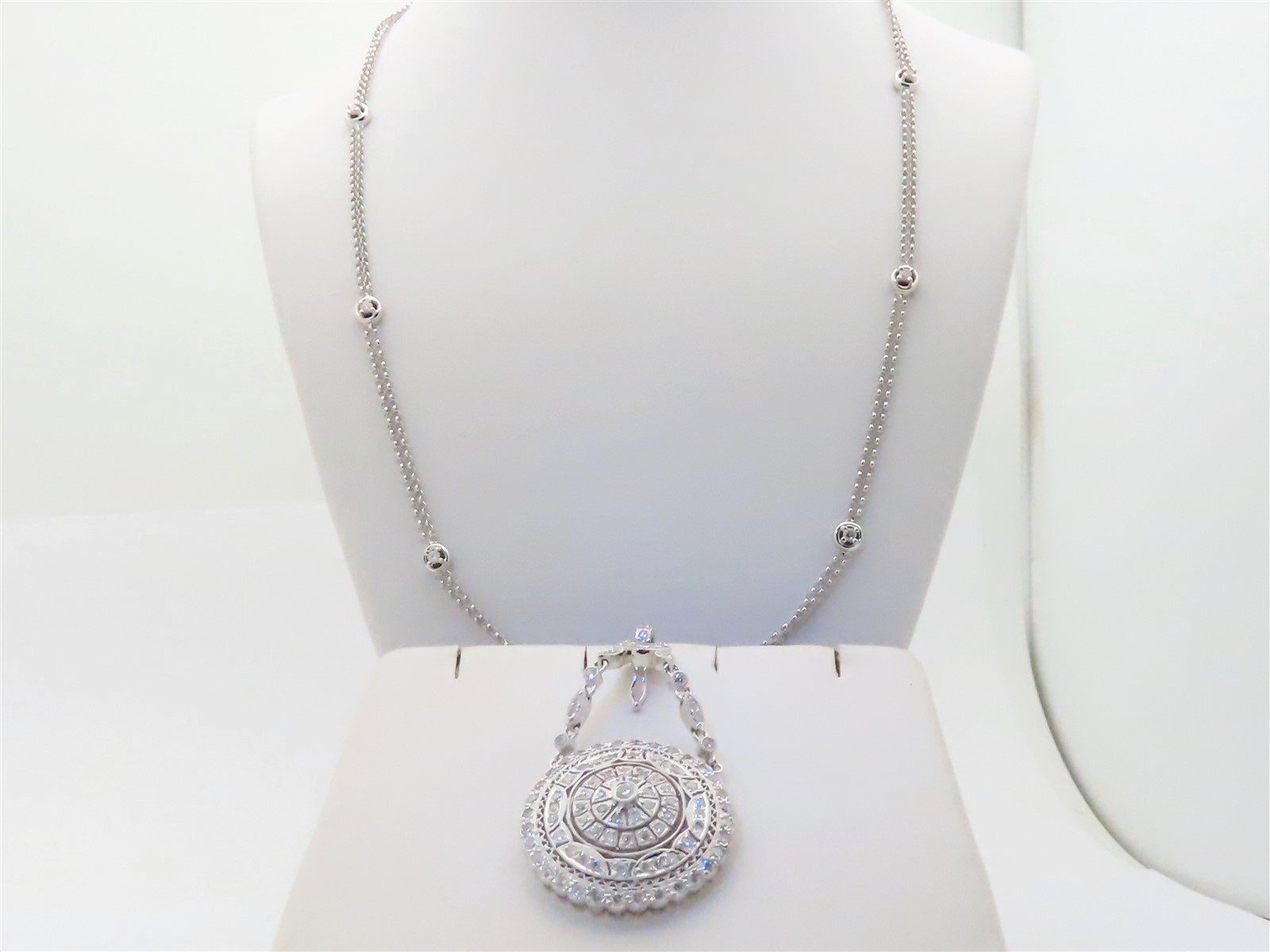 18k White Gold Diamond Necklace Bride Gift Wife Enhancer Diamonds Chain 16″ N254