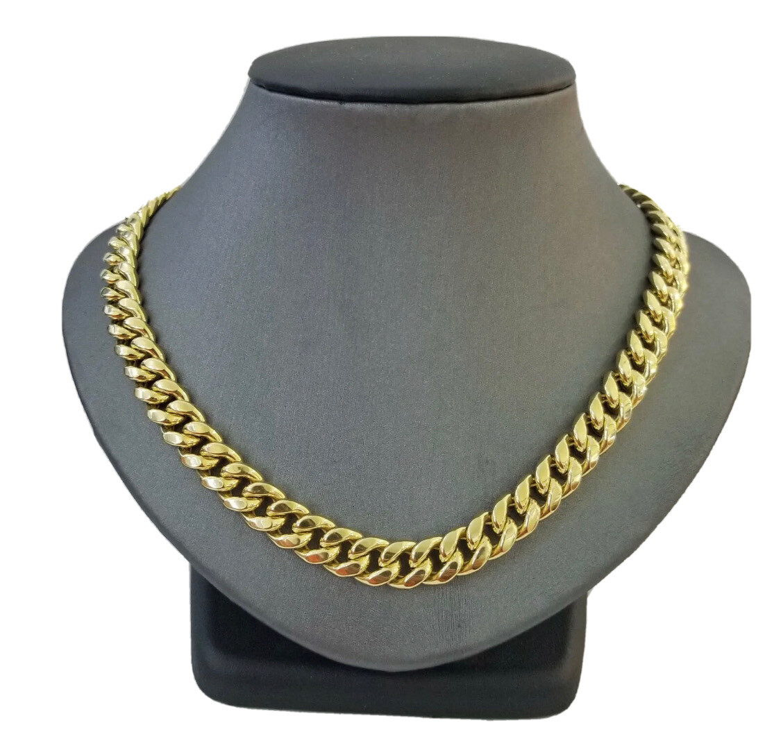 10K Solid Yellow Gold Royal Miami Cuban Link Chain 9mm 22″ Inc Necklace Box Lock