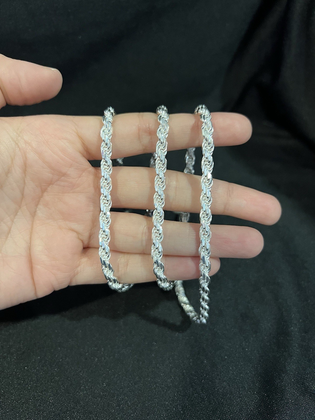 .925 Sterling Silver Men’s Male Women Twisted Rope Choker Chain Necklace 18″