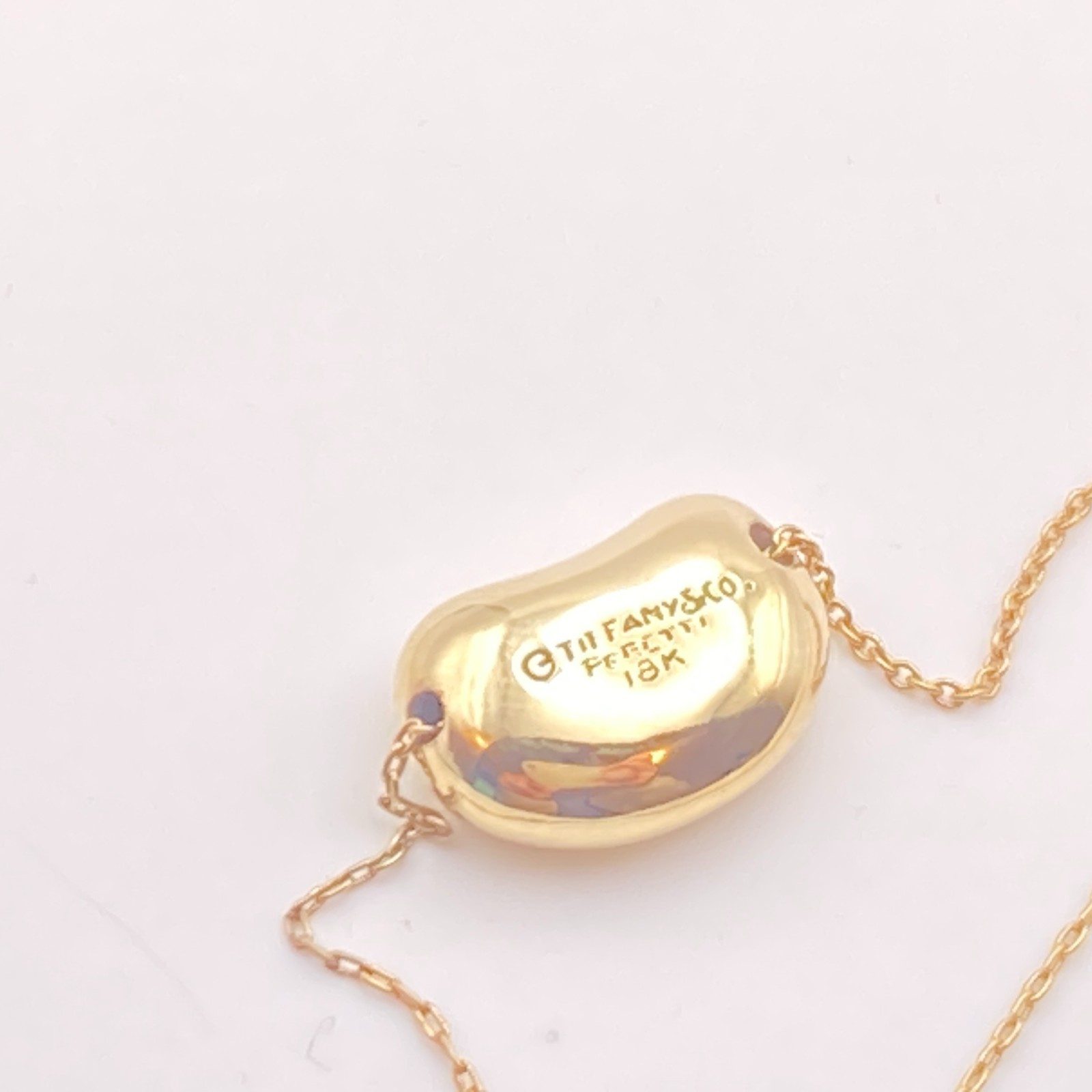 Tiffany & Co. 16mm Gold Bean Pendant Necklace 16″ Elsa Peretti 5.7g