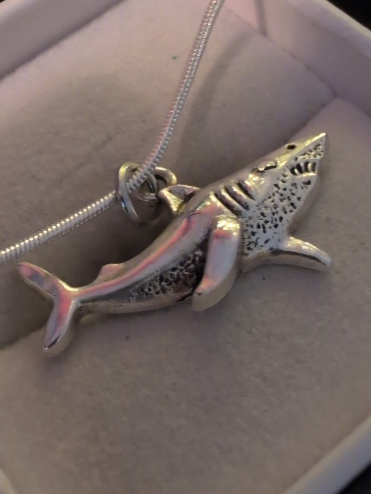Sterling 925 Great White Shark Necklace Pendant Hand Casted Detail Beach Sailor